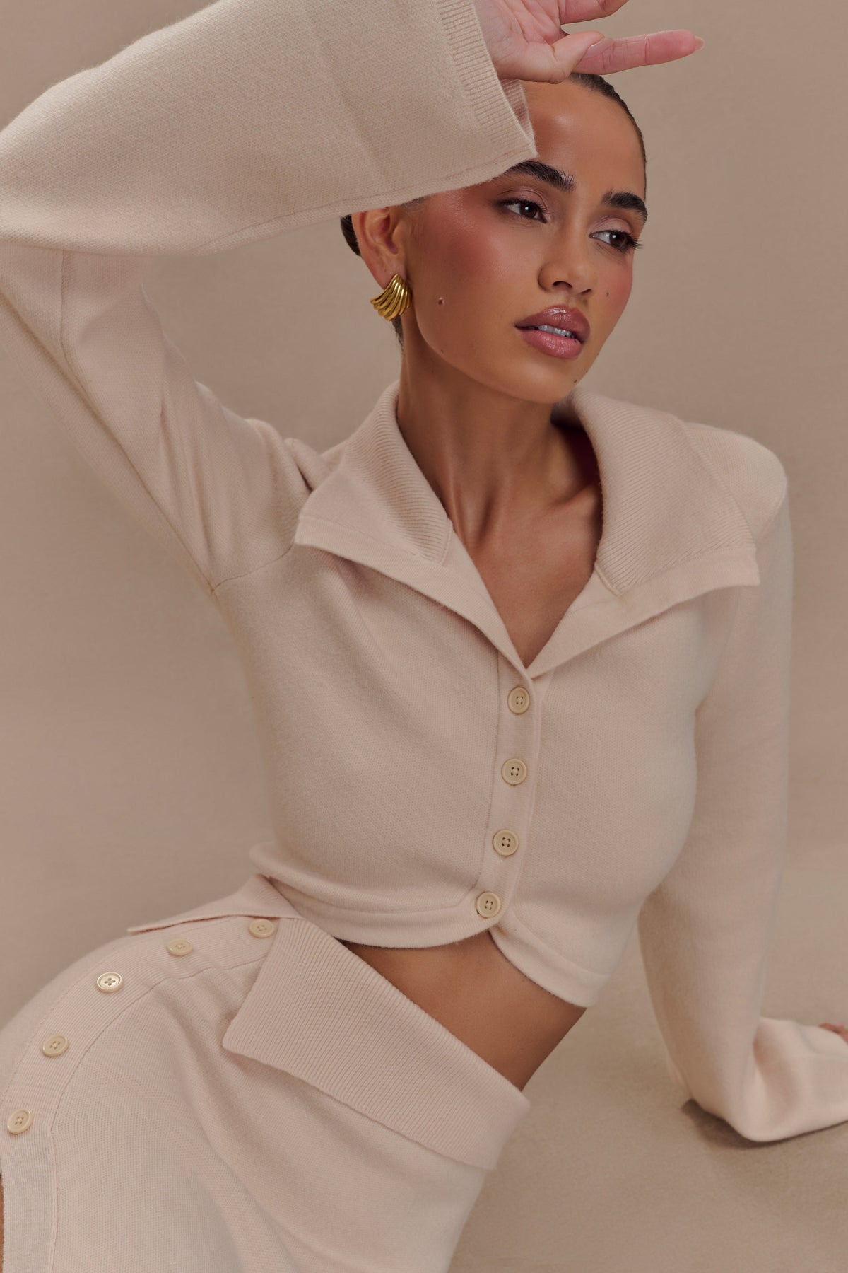 Annabelle Knit Curved Hem Cardigan - Cream #3