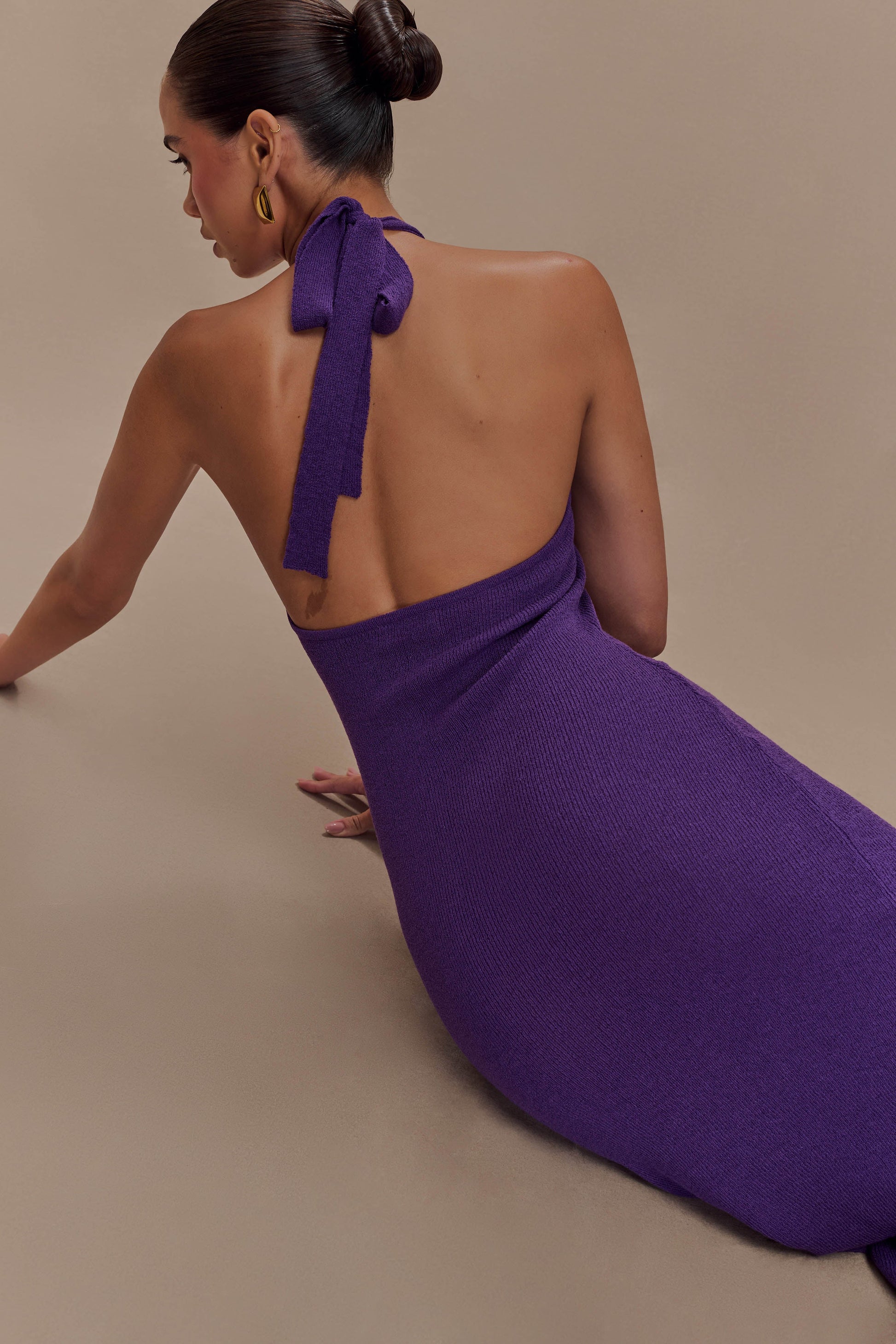 Melodie Halter Knit Maxi Dress - Purple #3