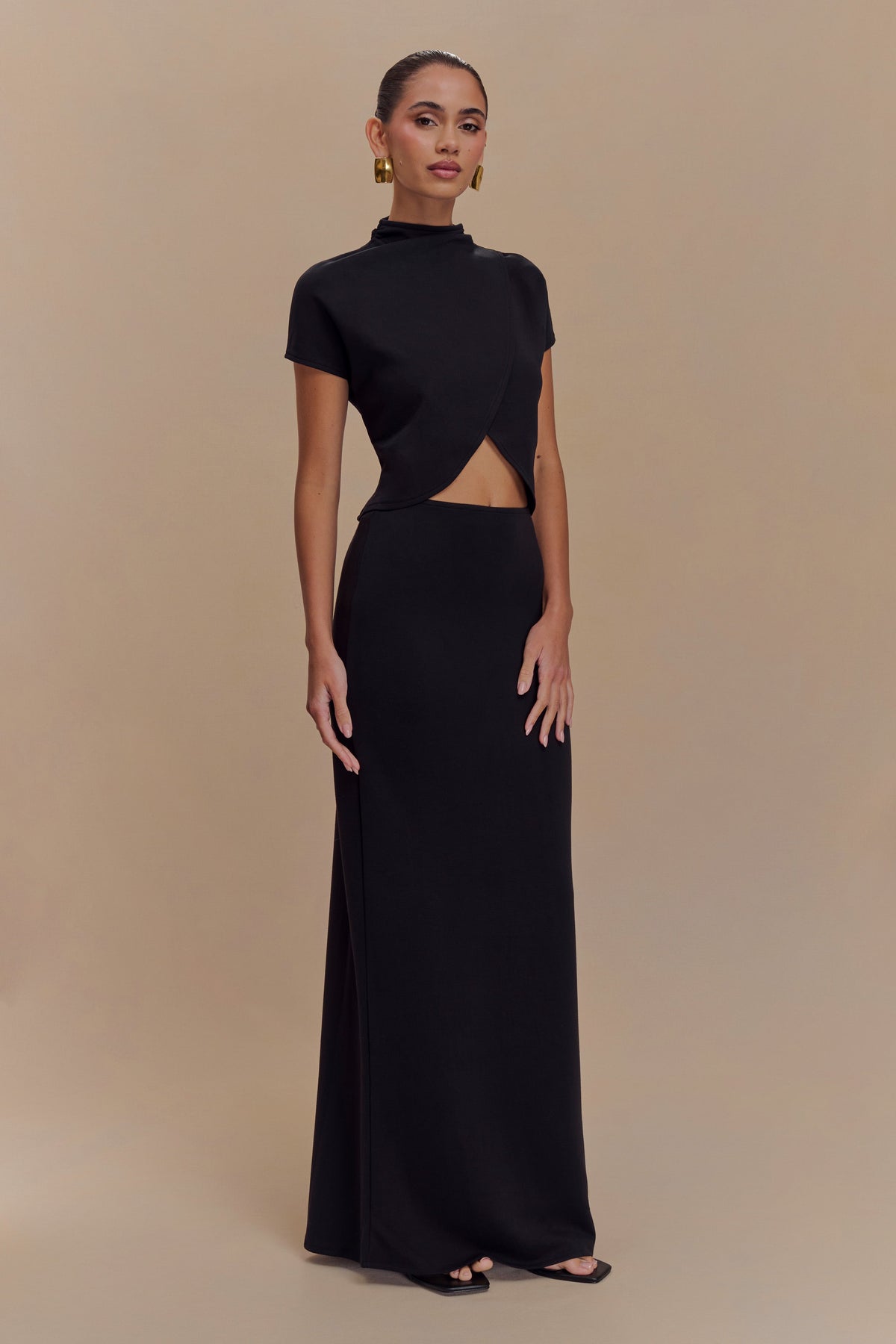 Eris High Neck Scuba Jersey Top - Black #4
