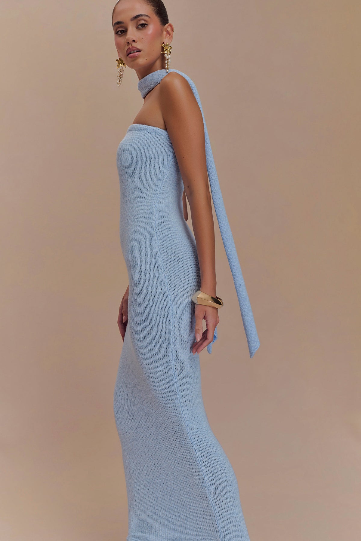 Andrea Strapless Knit Maxi Dress - Light Blue #3