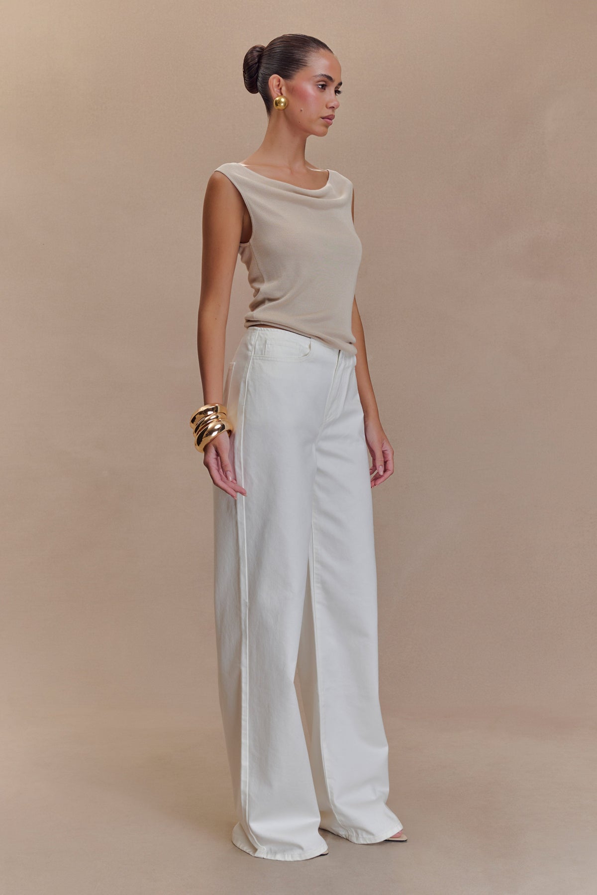 Caitlin Mid Rise Denim Jeans - White #3
