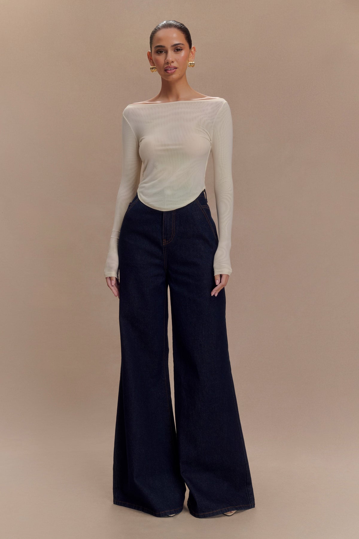 Colette Boat Neck Mesh Top - Ivory #4
