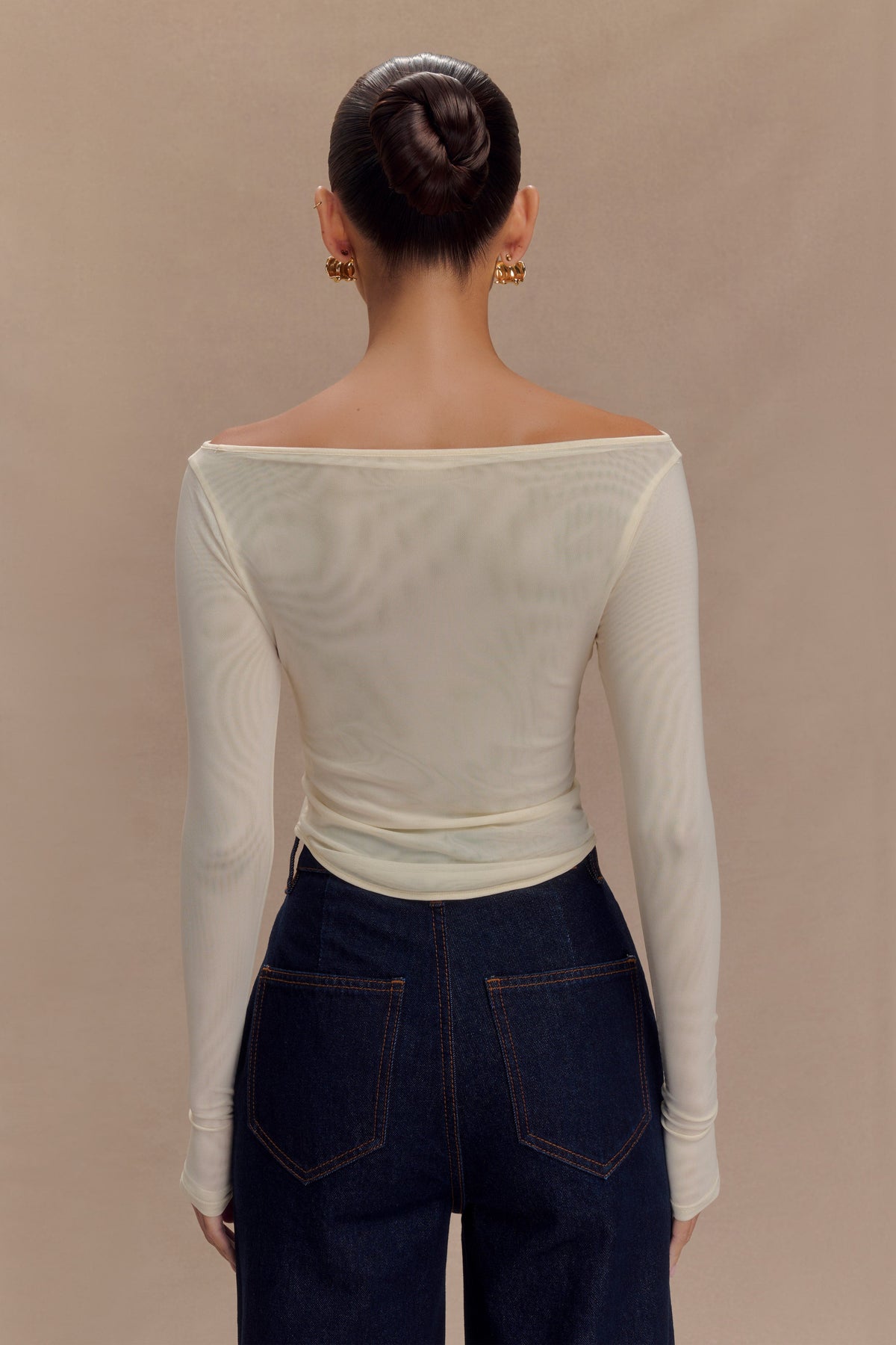 Colette Boat Neck Mesh Top - Ivory #2