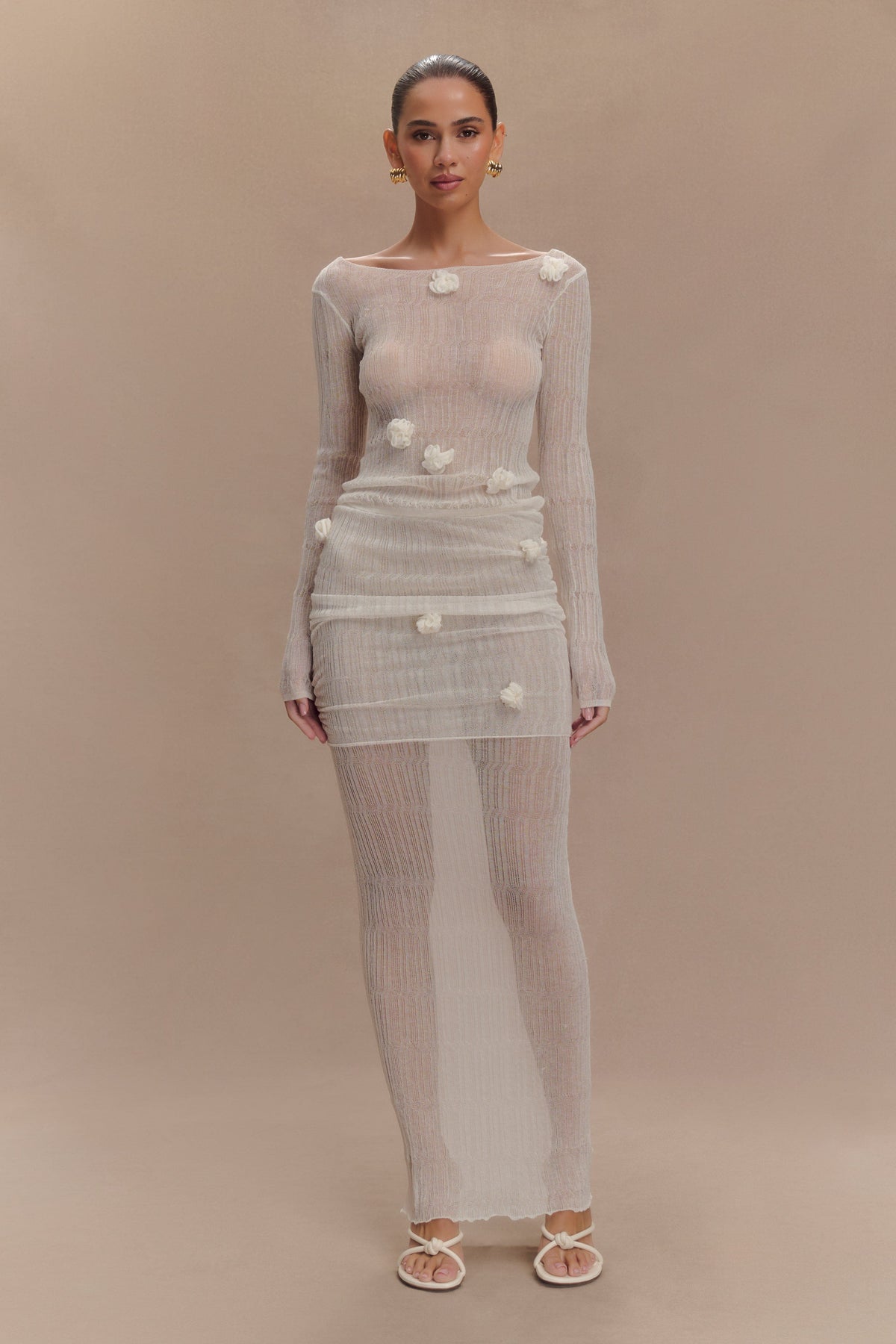 Orianna Orchid Long Sleeve Knit Top - Ivory #8