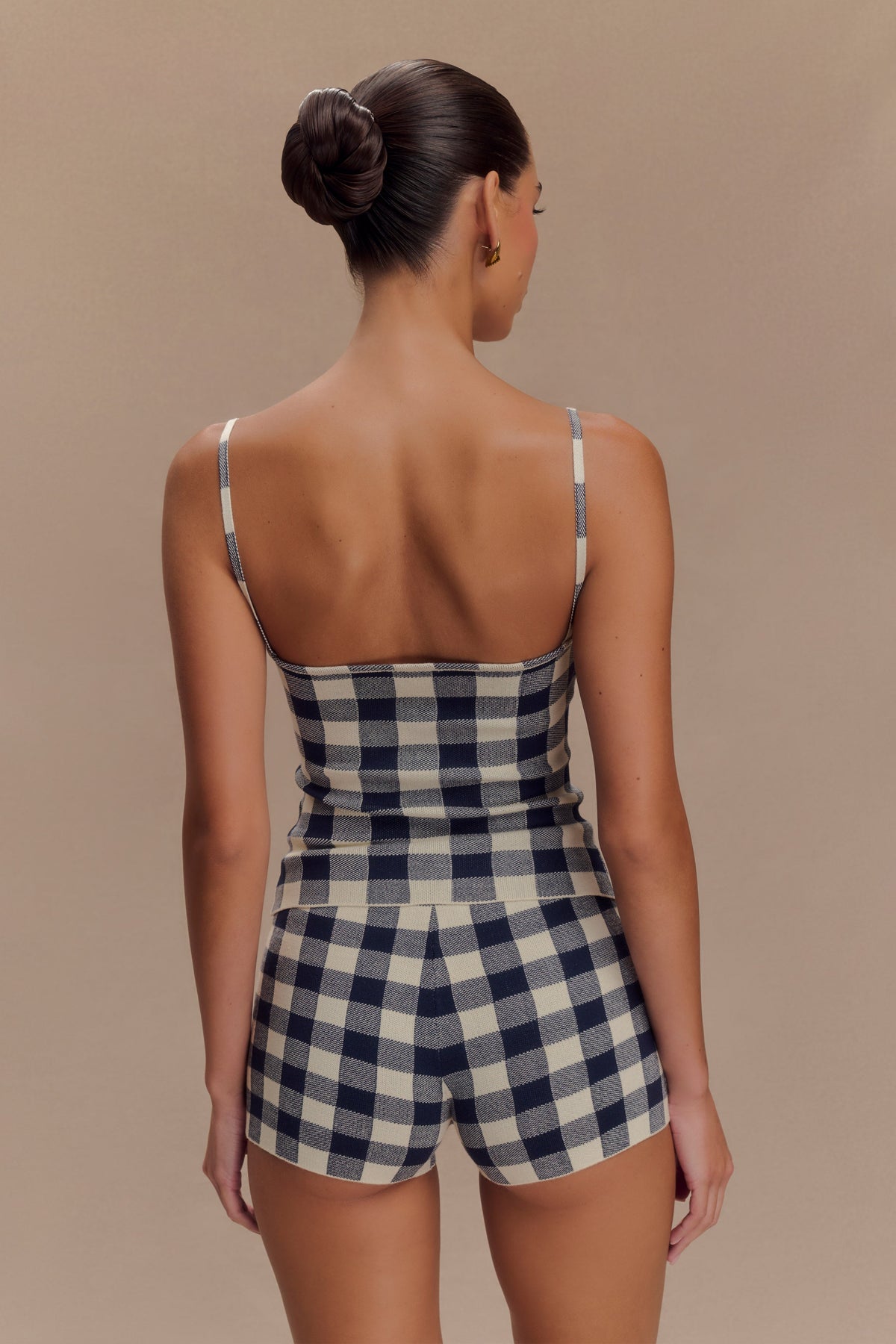 Marcie Sleeveless Knit Top - Navy Gingham #3