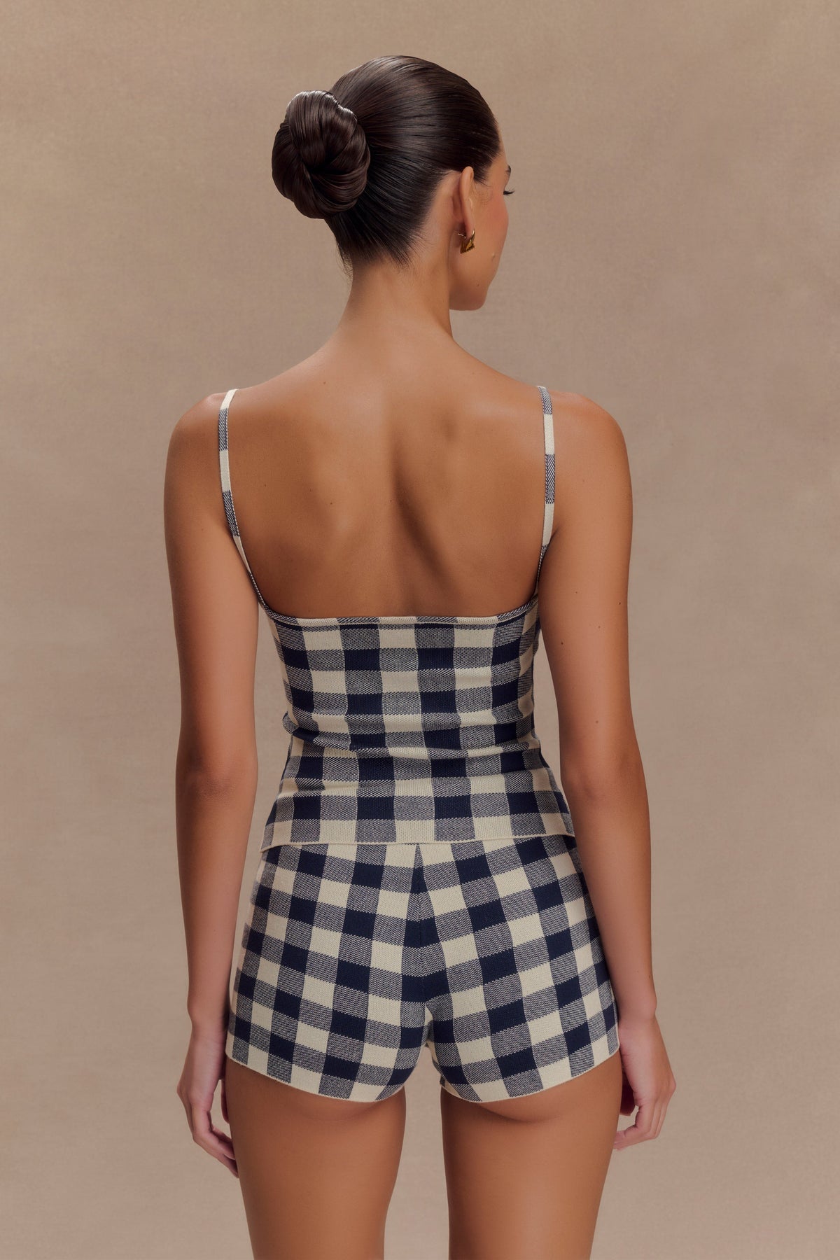 Marcie Knit Short - Navy Gingham #6