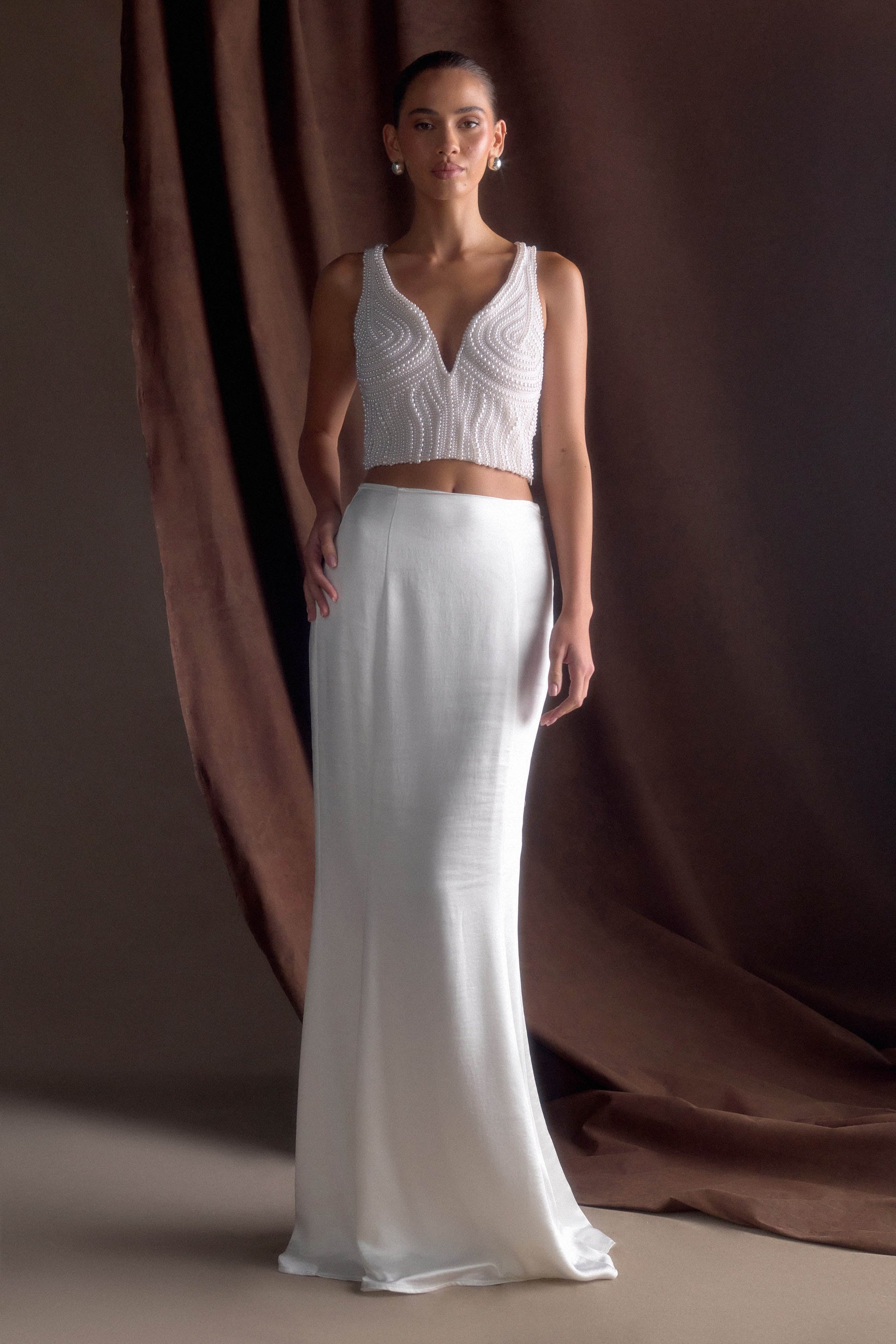 Kathia Pearl Hand Beaded Top - White #2