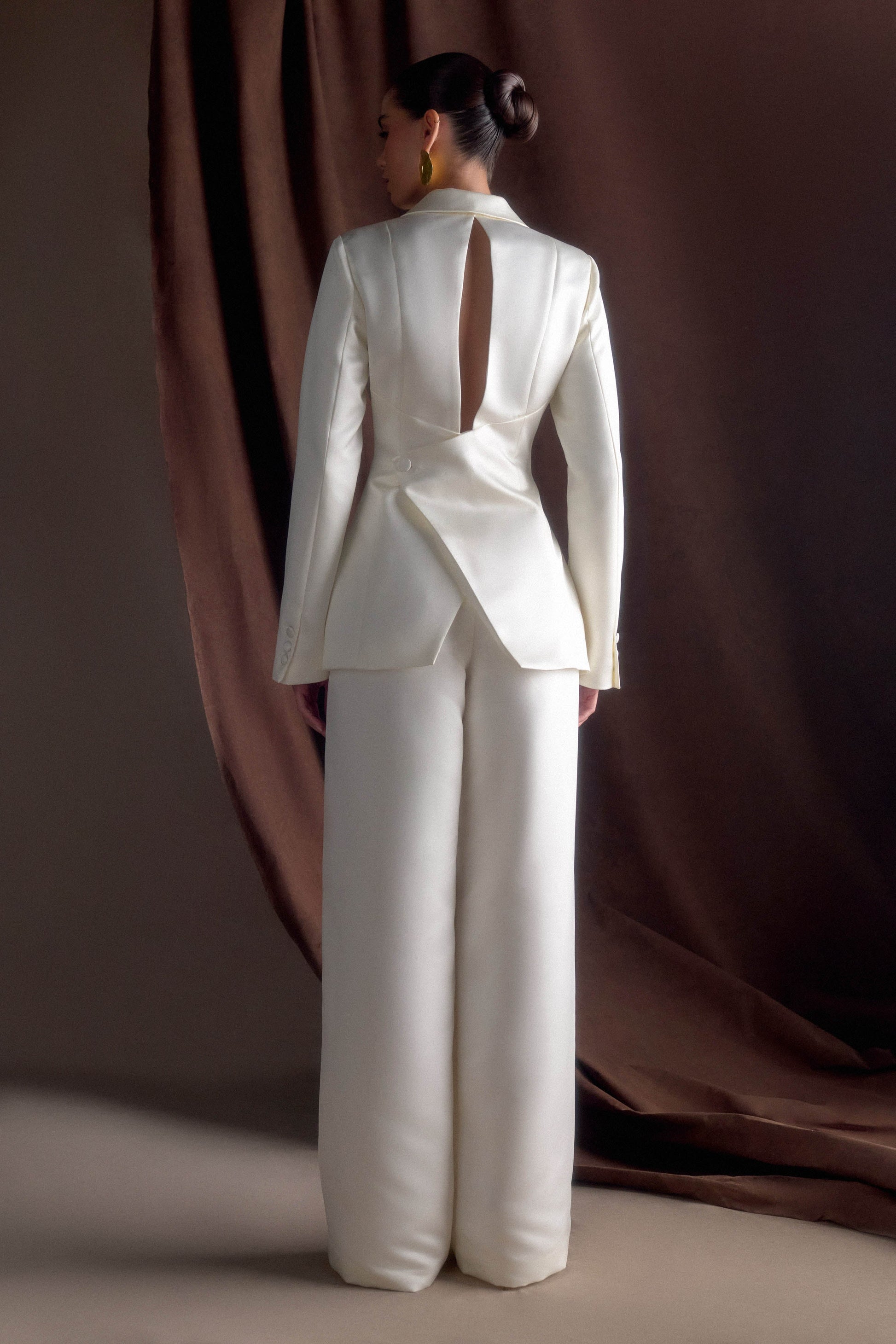 Ada Tailored Satin Blazer - Ivory #5