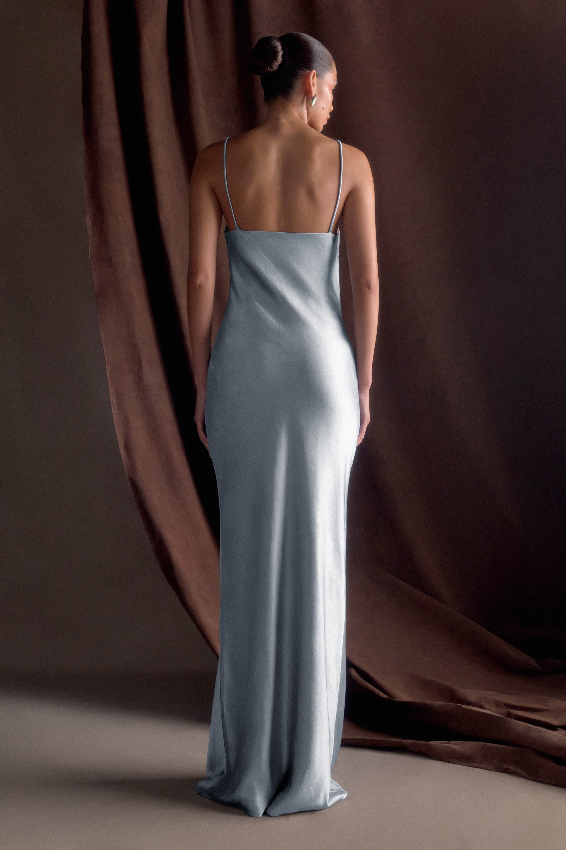Lilly Sweetheart Satin Maxi Dress - Frosted Blue #2