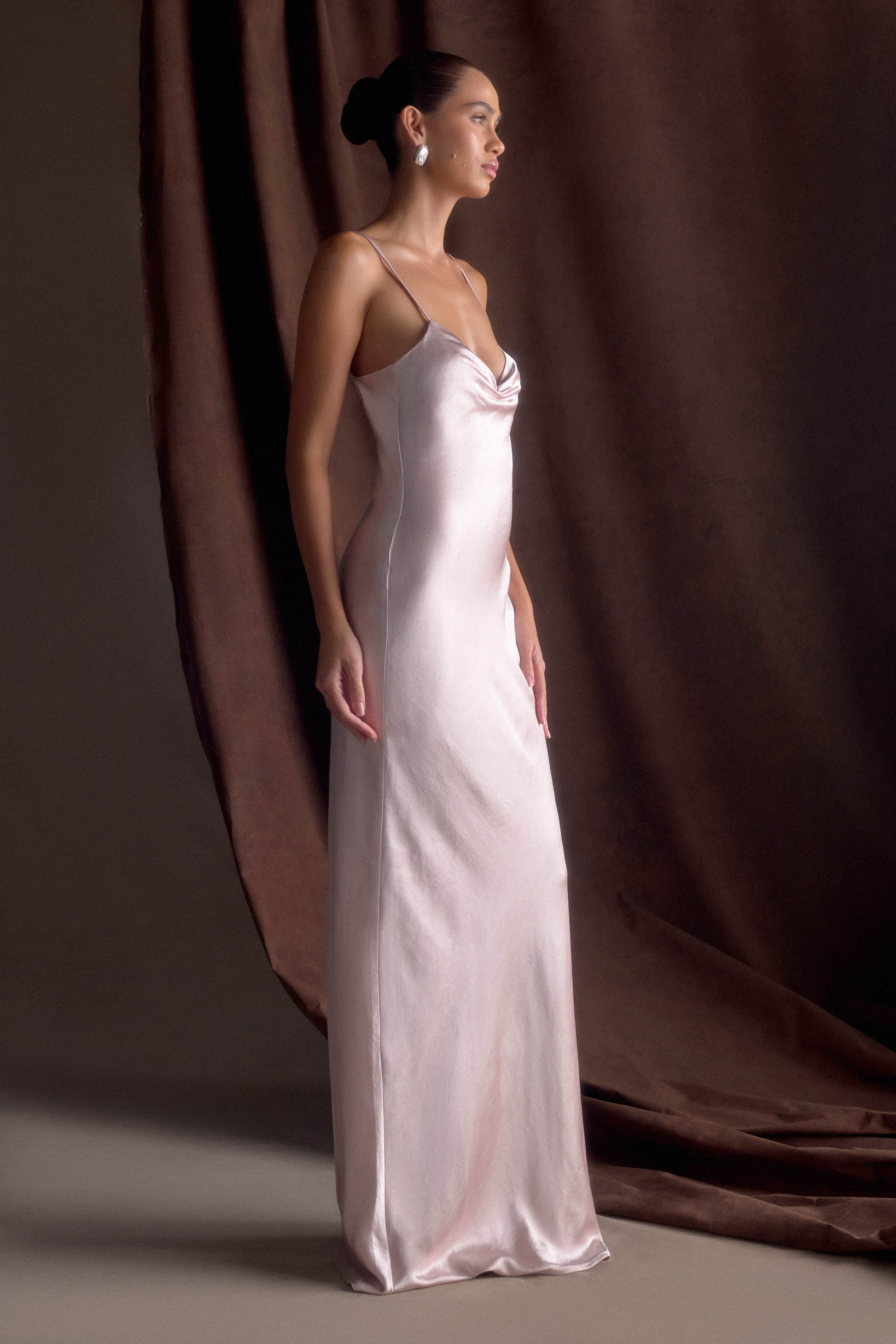 Lilly Sweetheart Satin Maxi Dress - Soft Pink #8