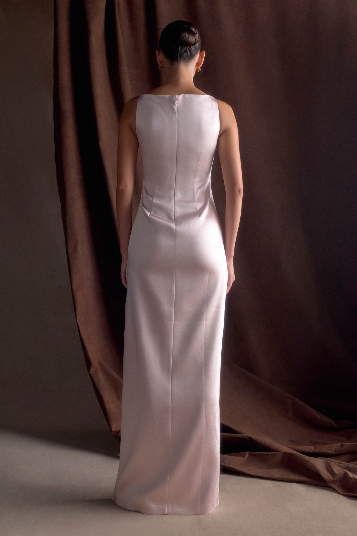 Violet Sleeveless Satin Maxi Dress - Soft Pink #2
