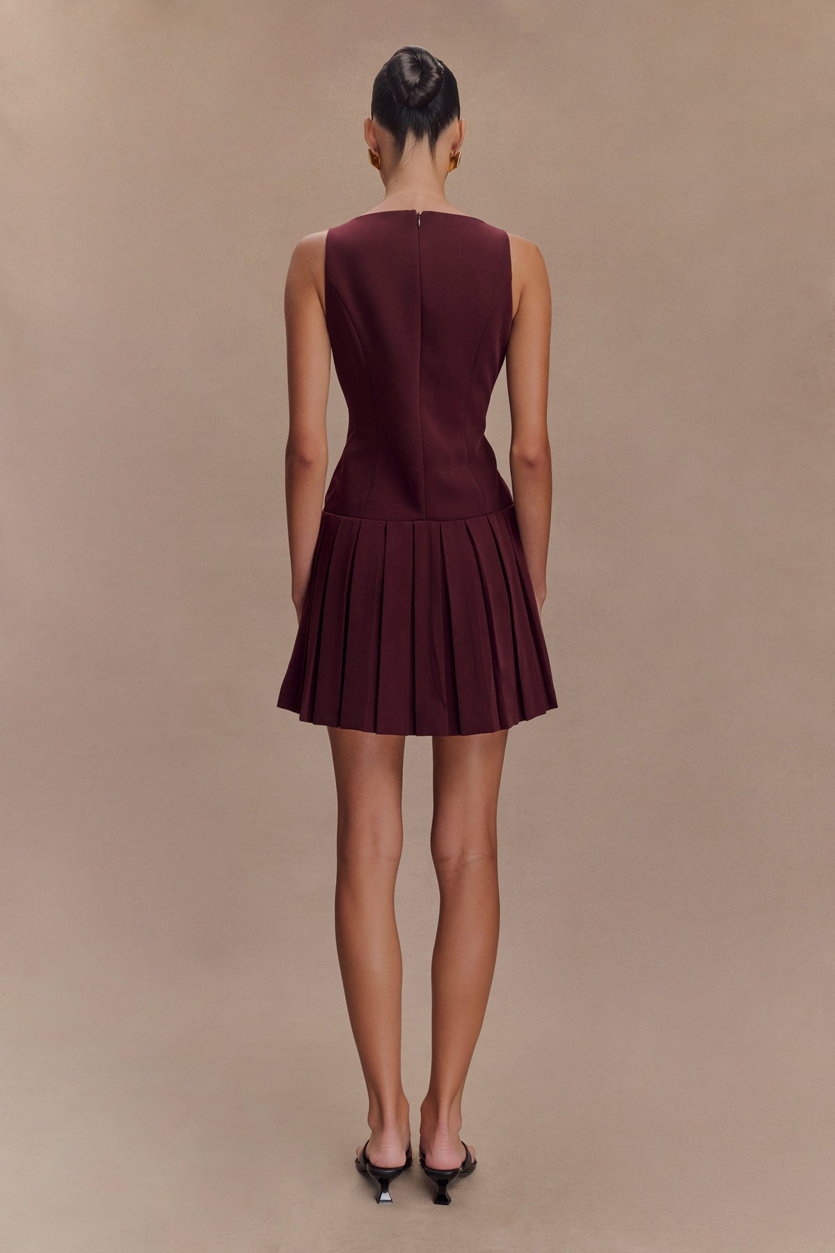Mackenzie Sleeveless Pleated Mini Dress - Mahogany #2