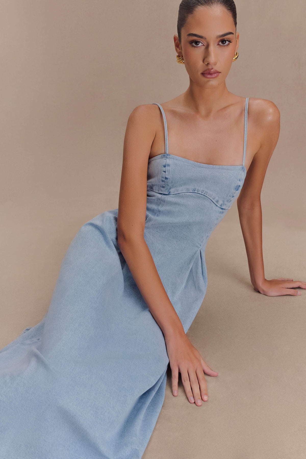 Harlyn Denim Midi Dress - Light Blue #3