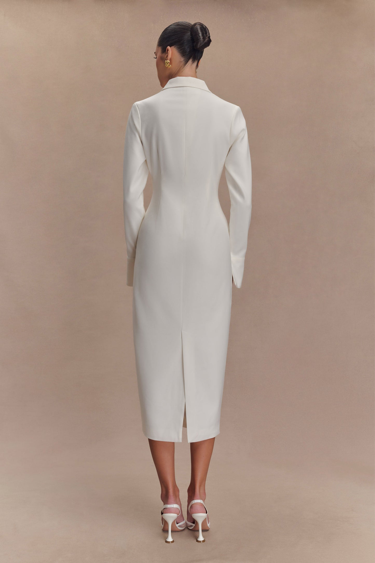 Dorian Fitted Shirt Midi Dress - White