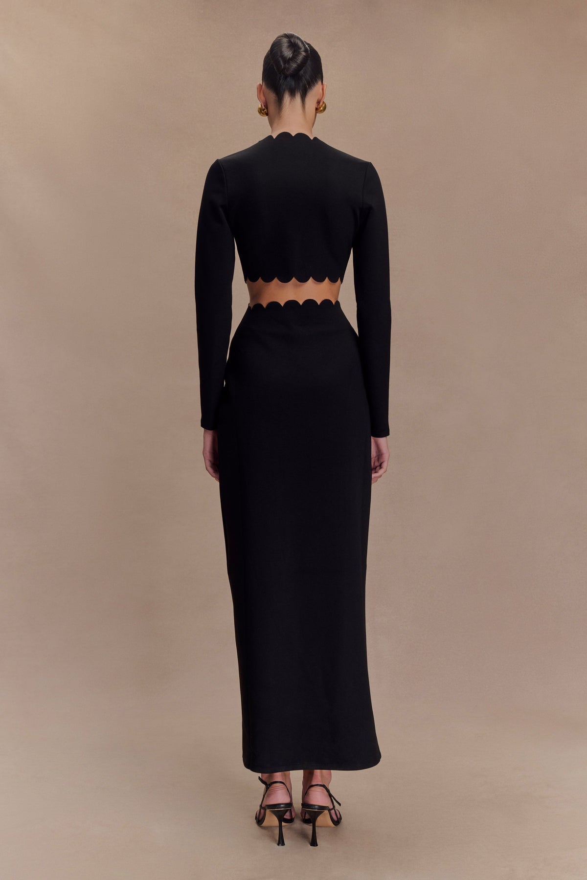 Cynthia Scalloped Halter Maxi Dress - Black #2