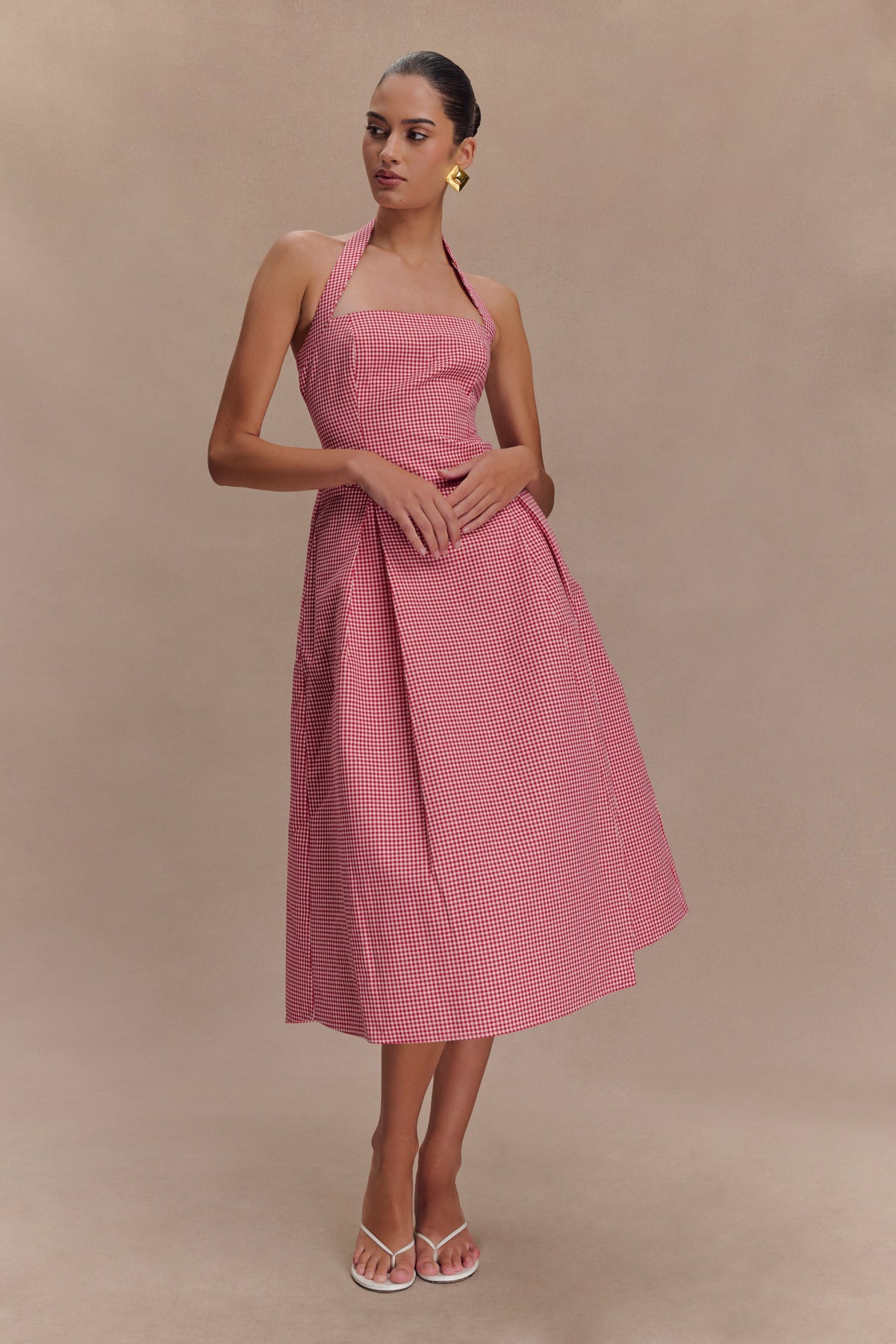 Juana Halter Midi Dress - Red Gingham