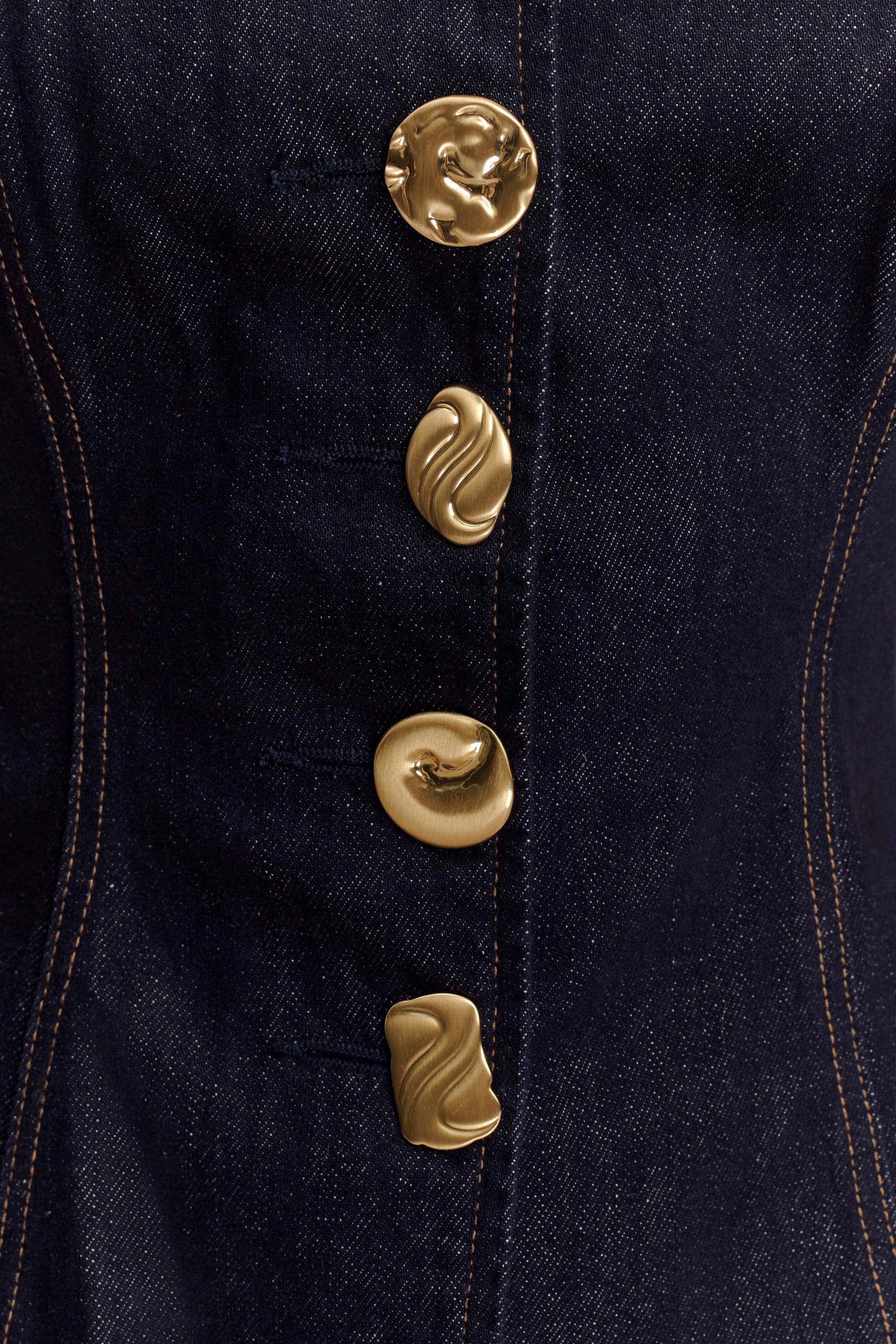 Neve Sleeveless Buttoned Denim Top - Washed Indigo Blue #7