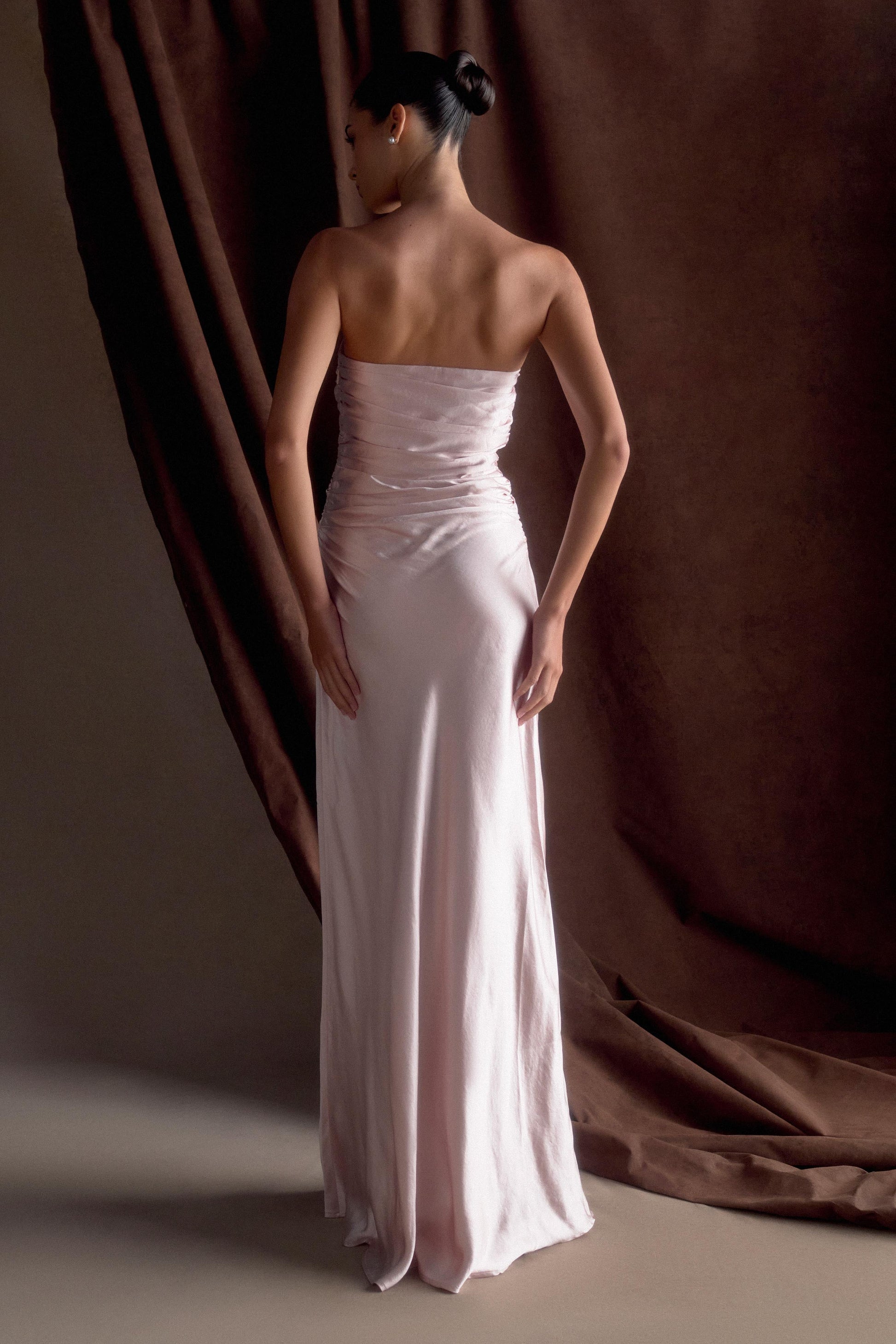 Cedar Strapless Satin Maxi Dress - Soft Pink #2