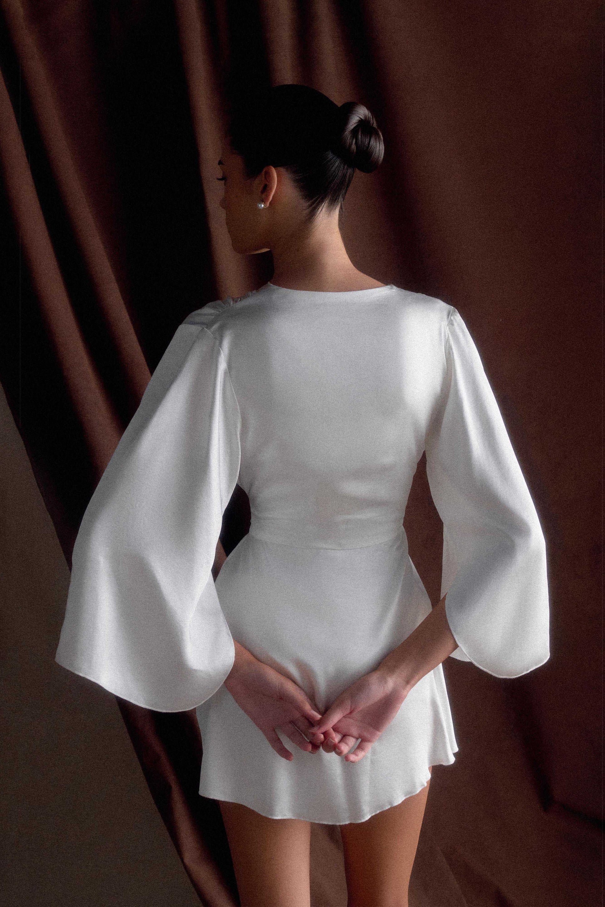 Sterling Satin Bridal Robe - Ivory #5