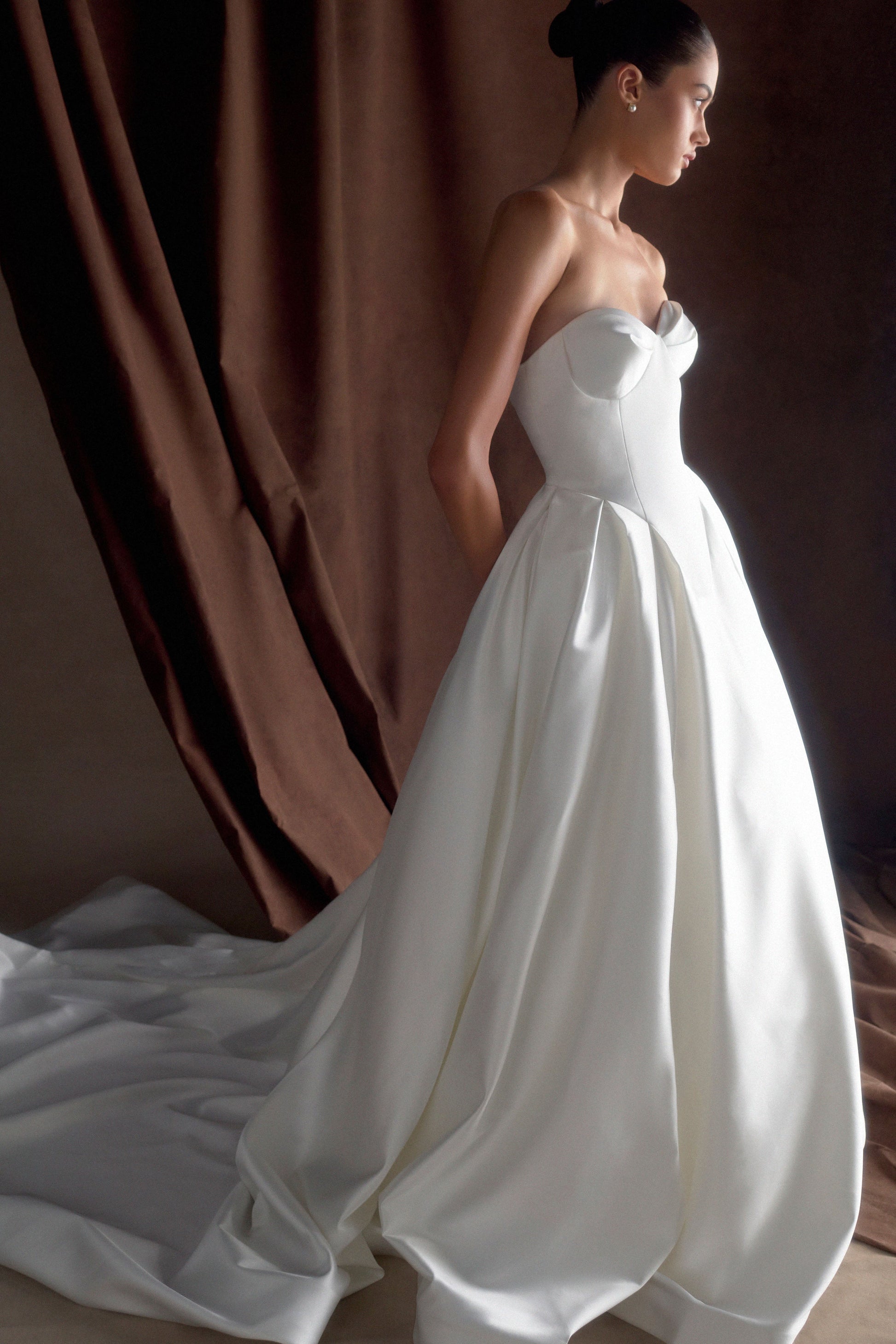 Delphine Satin Strapless Maxi Gown - White #4