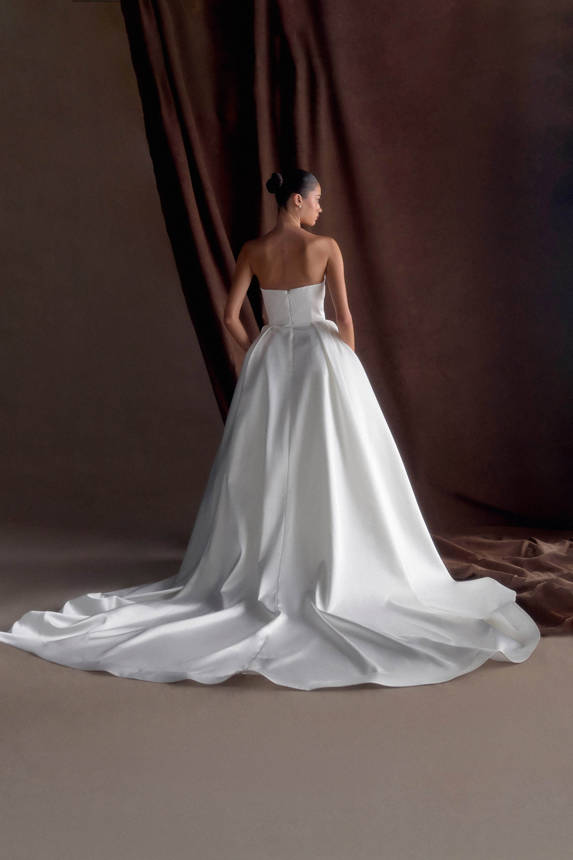 Delphine Satin Strapless Maxi Gown - White #6