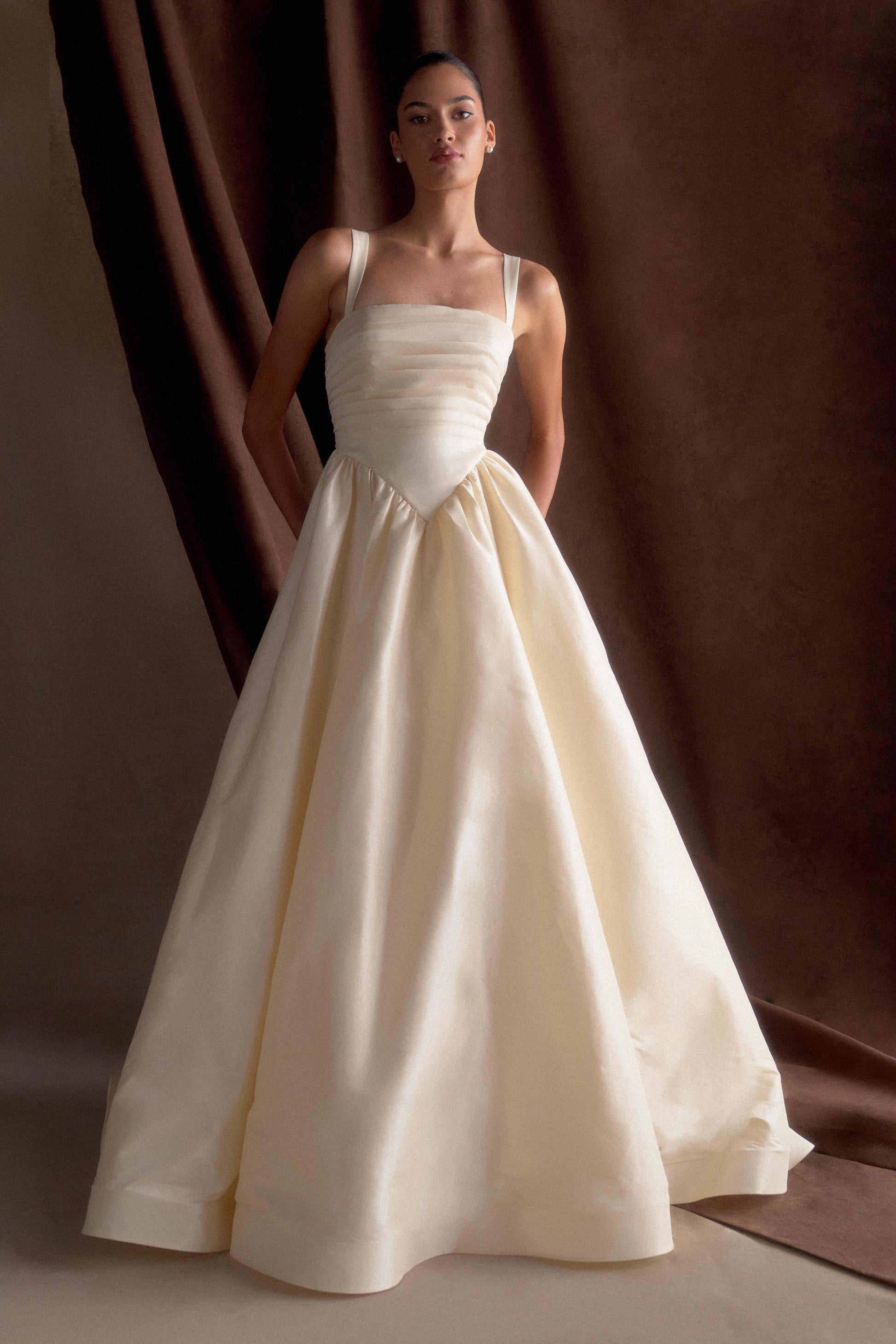 Carla Ruched Gown - Cream Ivory #4