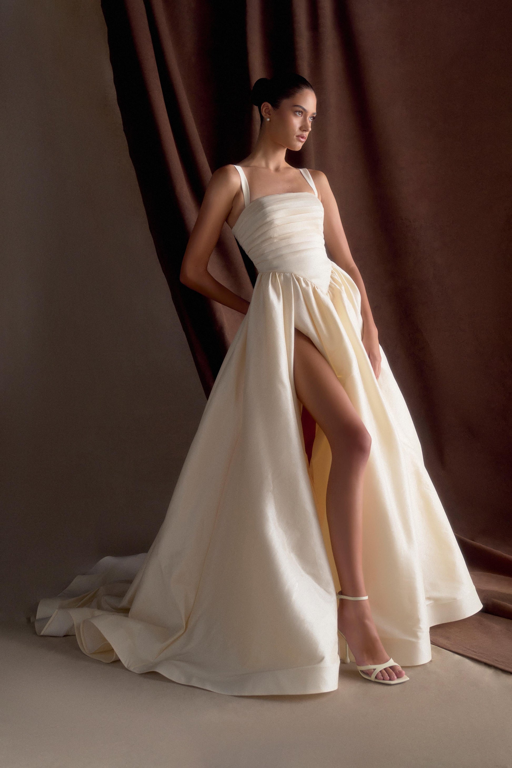 Carla Ruched Gown - Cream Ivory #2