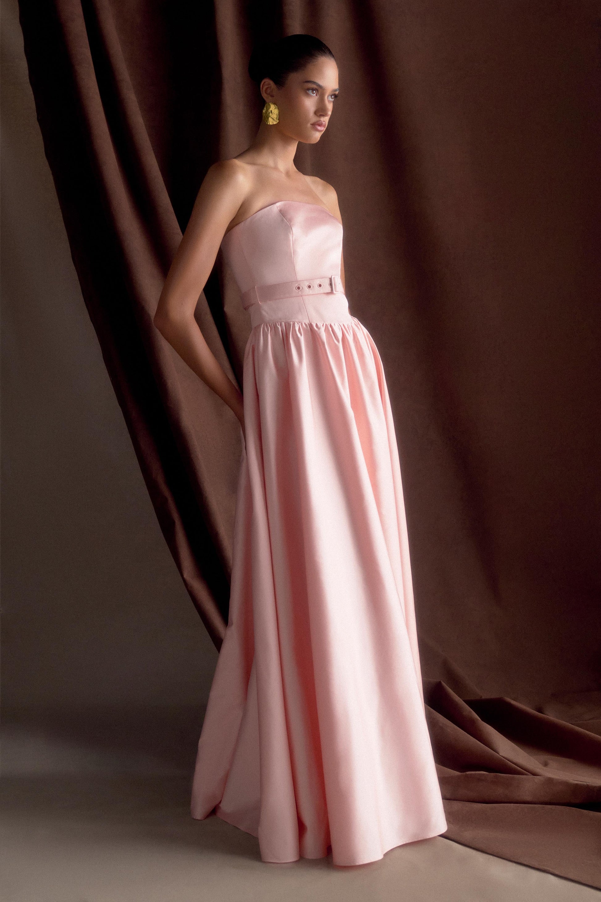 Florence Strapless Belted Maxi Dress - Baby Pink #4