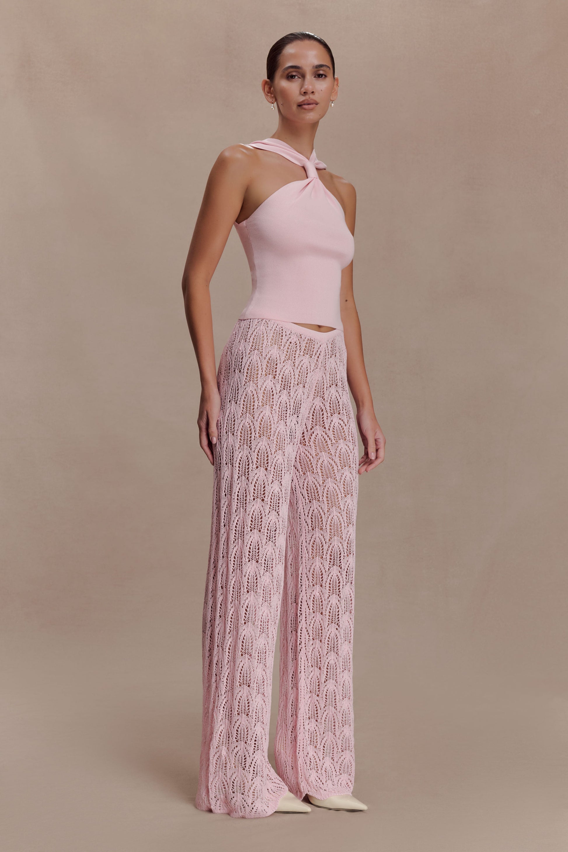 Angelika Twist Front Knit Top - Baby Pink #5