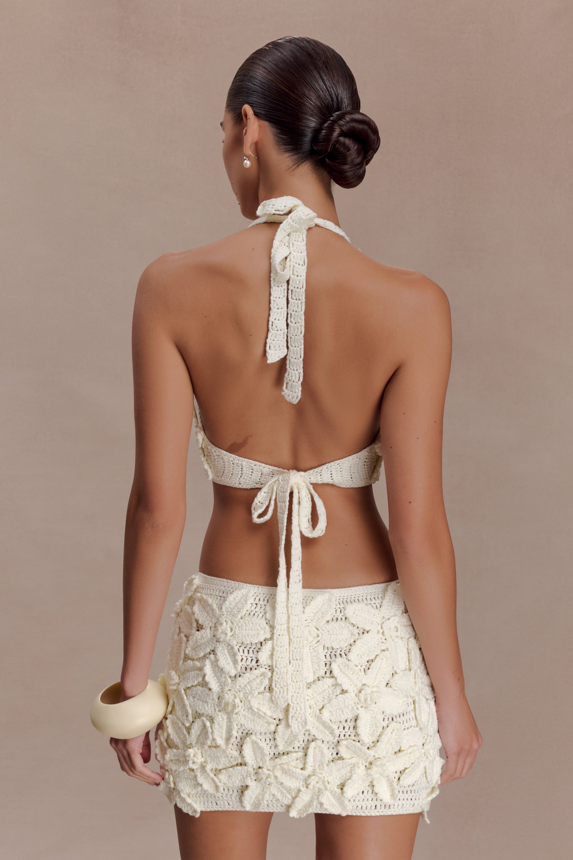 Jaylene Floral Crochet Mini Dress - White #3