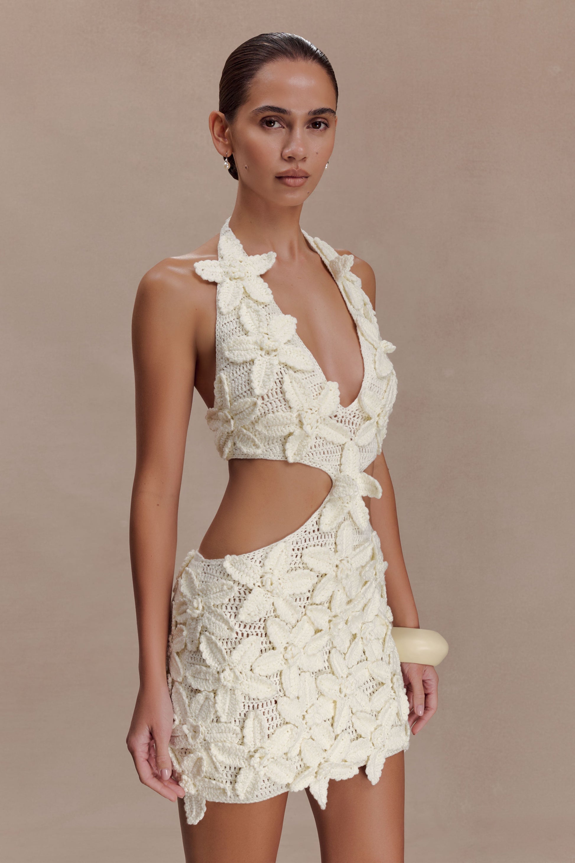 Jaylene Floral Crochet Mini Dress - White #4