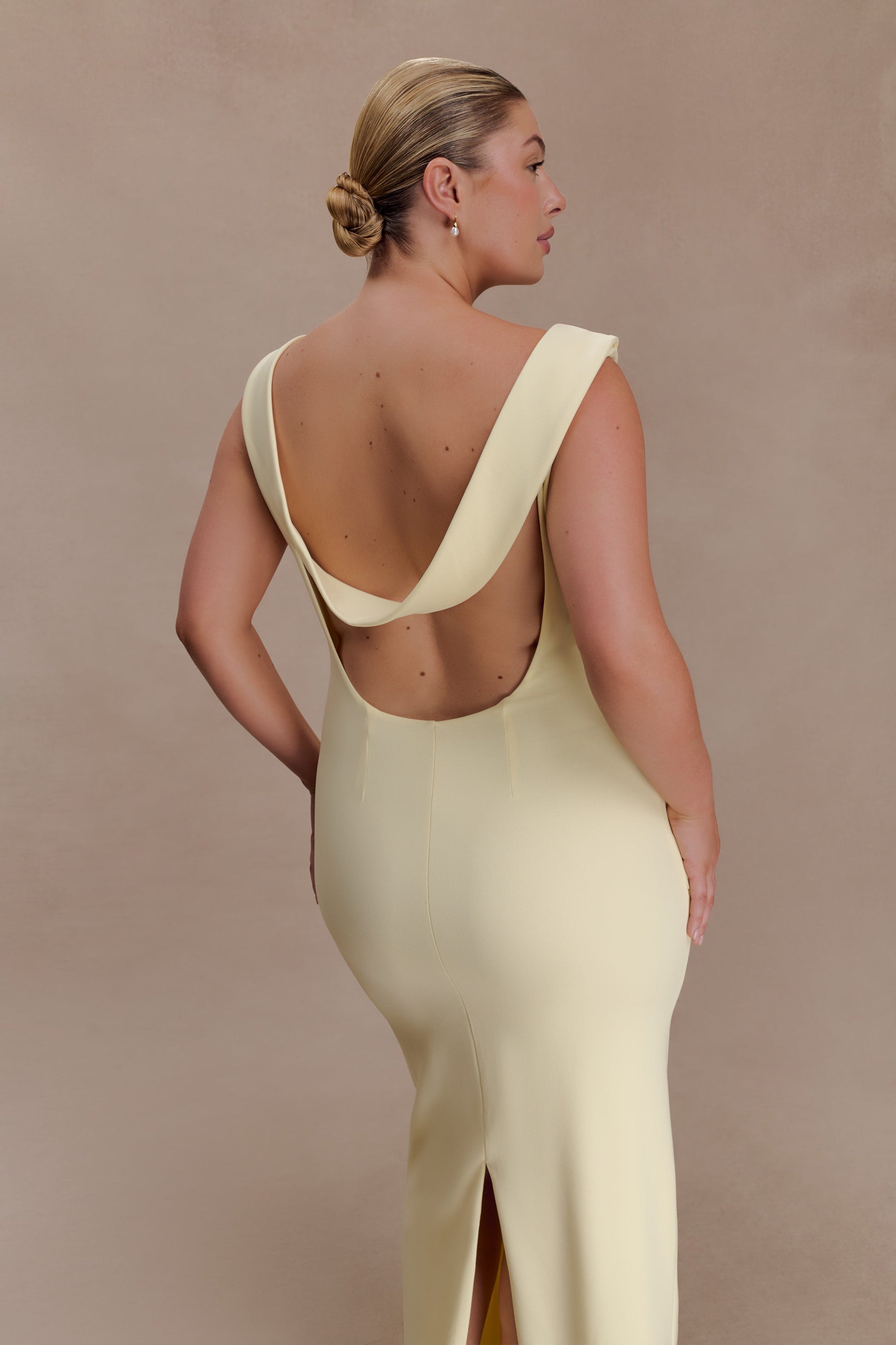 Galilea Crepe Draped Maxi Dress - Lemon #5