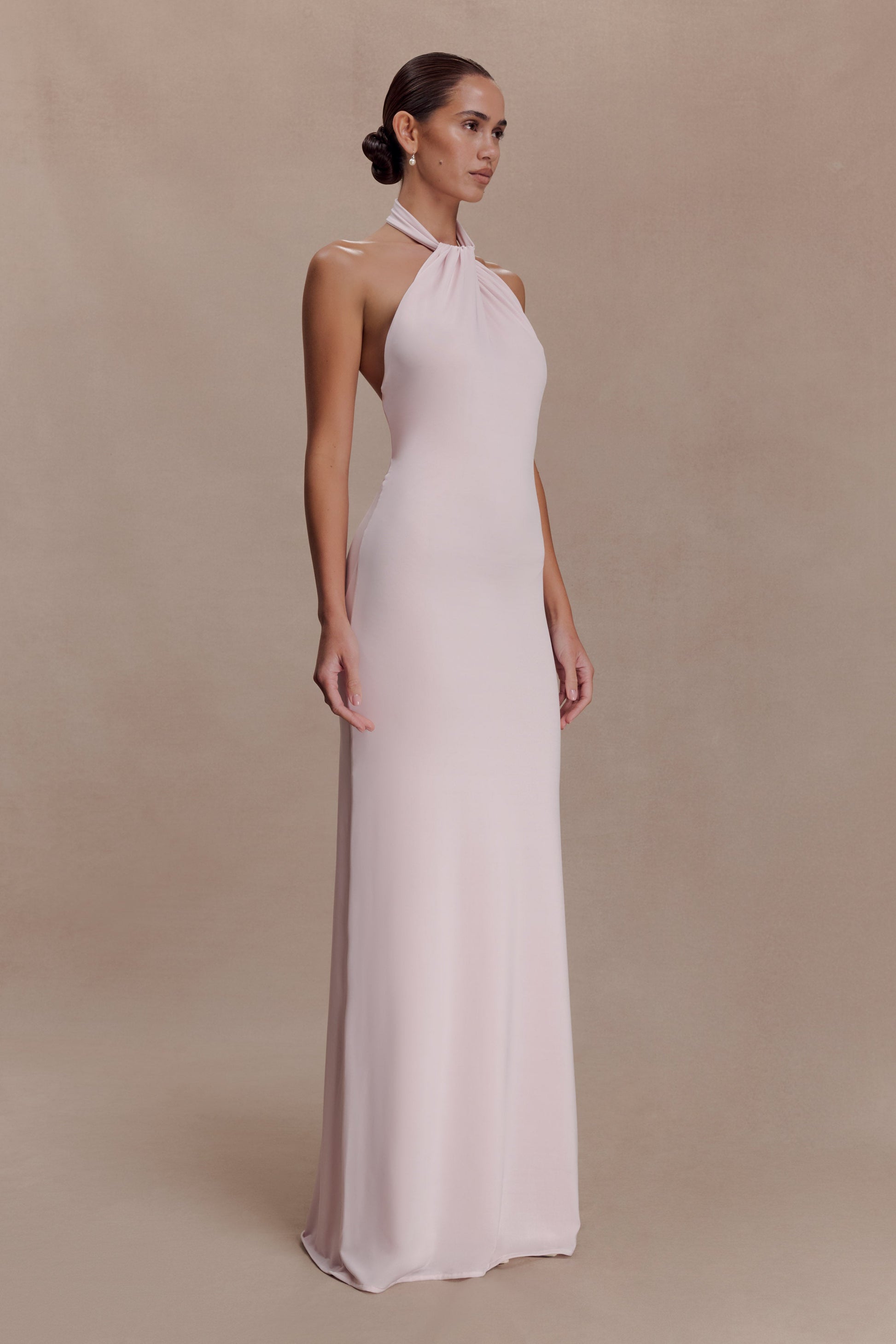 Elyna Slinky Halter Maxi Dress - Pale Pink #4