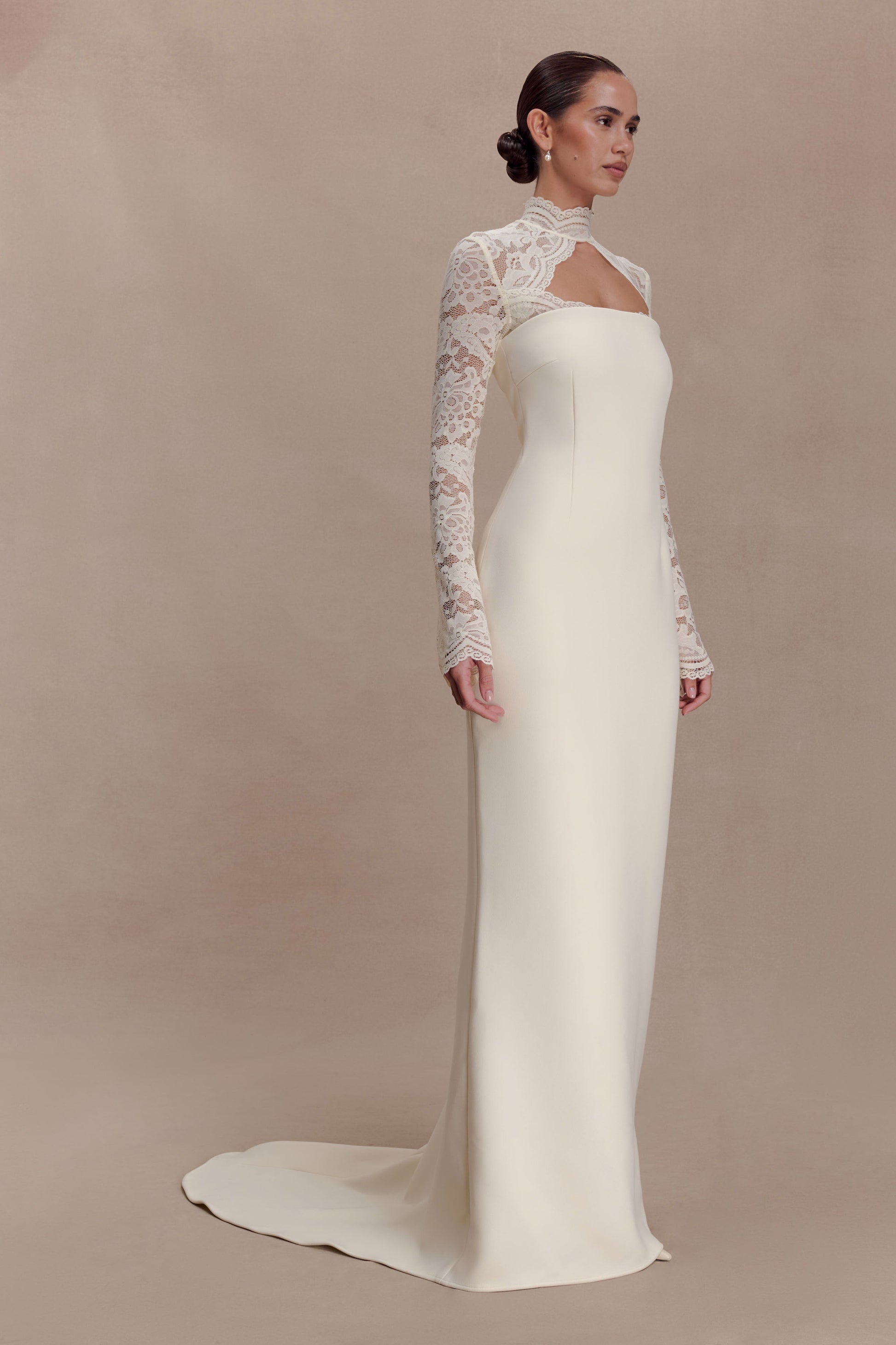 Aurelie Long Sleeve Lace Maxi Dress - Ivory #4
