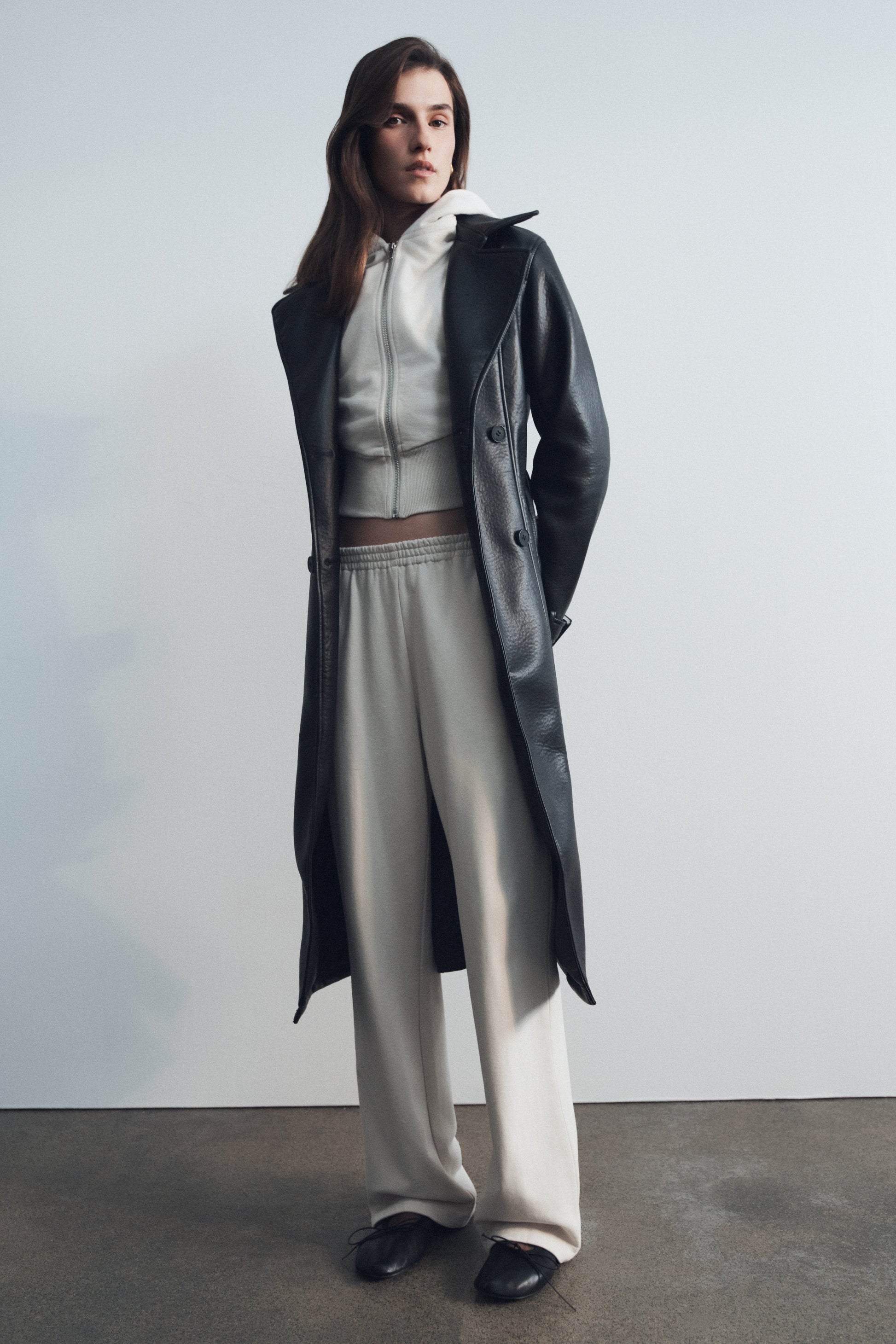 Tarah Faux Leather Trench Coat - Black #2