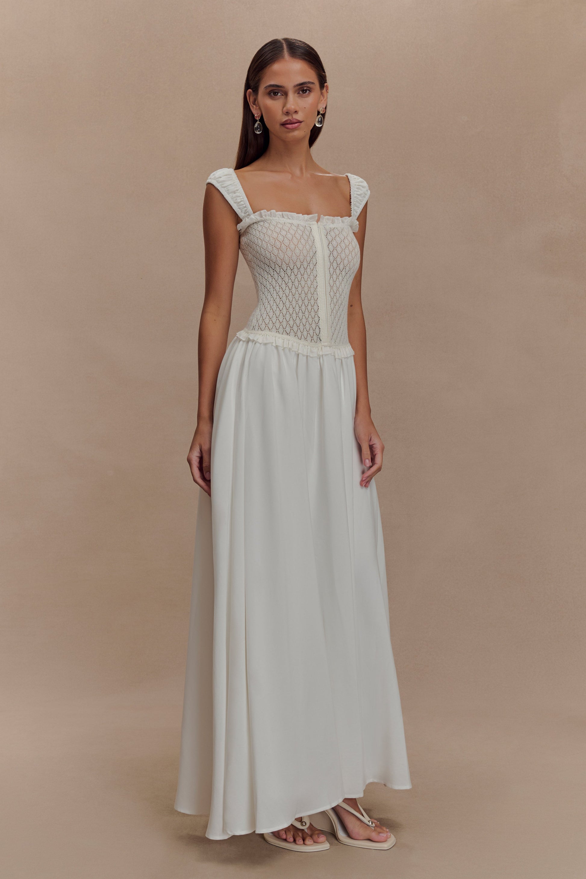 Tahlia Pointelle Knit Midi Dress - White #4