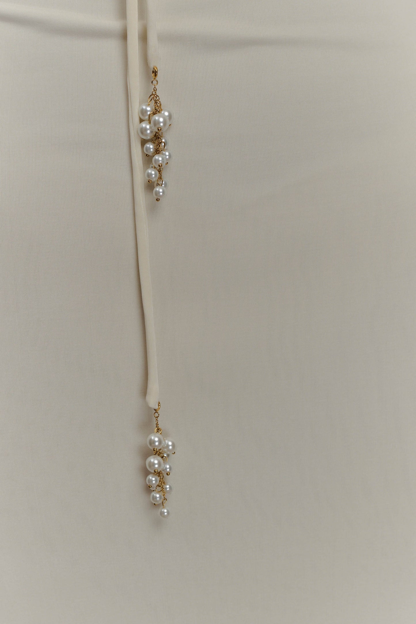 Beryl Slinky Maxi Dress With Pearls - Ivory