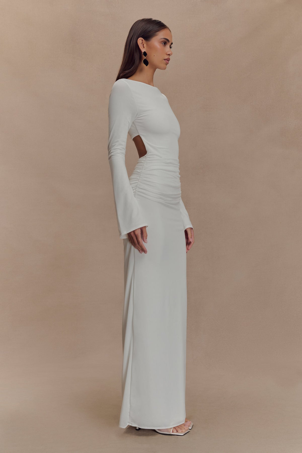 Vienna Slinky Cut Out Maxi Dress - White