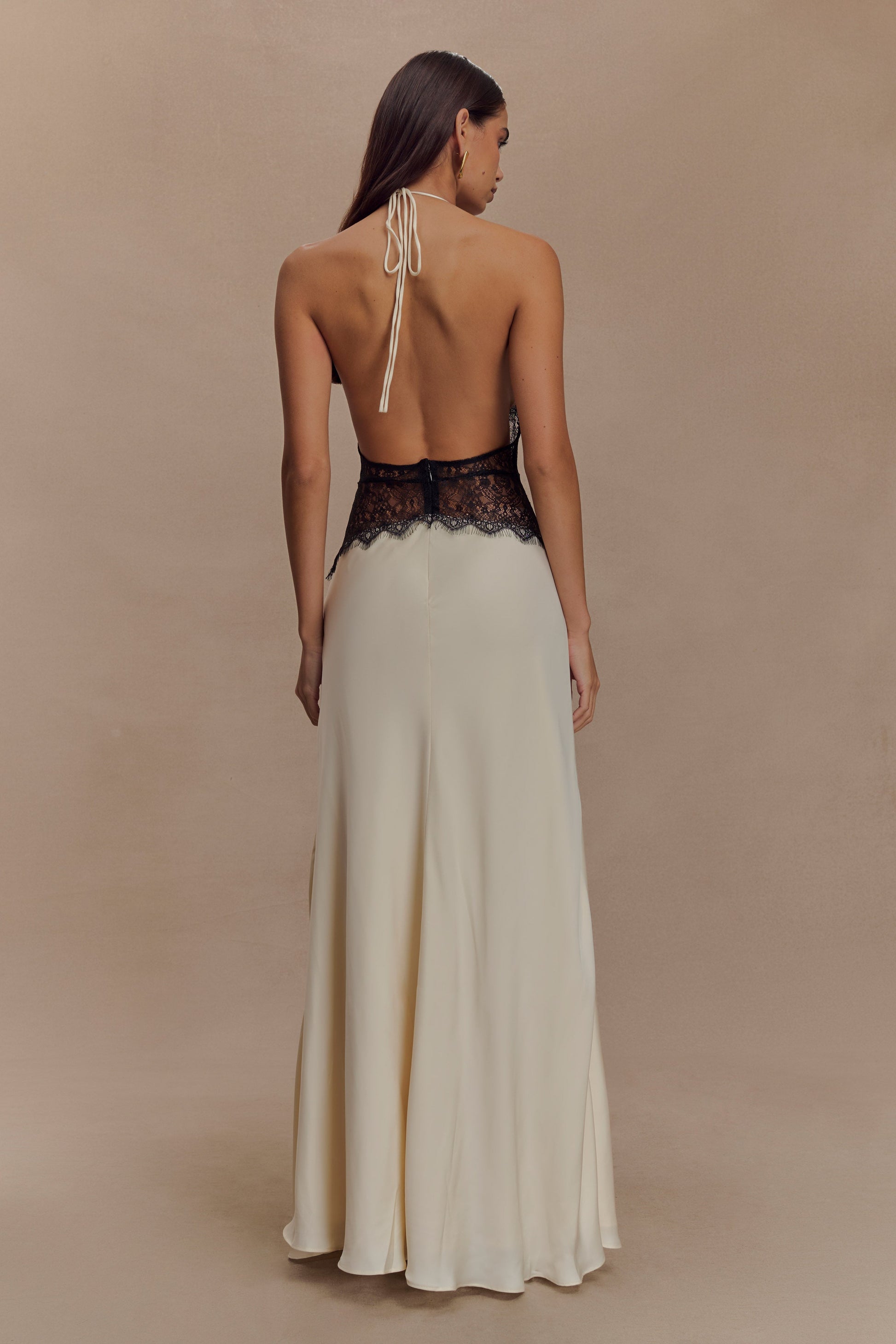 Dinah Lace And Satin Maxi Dress - Black/Ivory #4