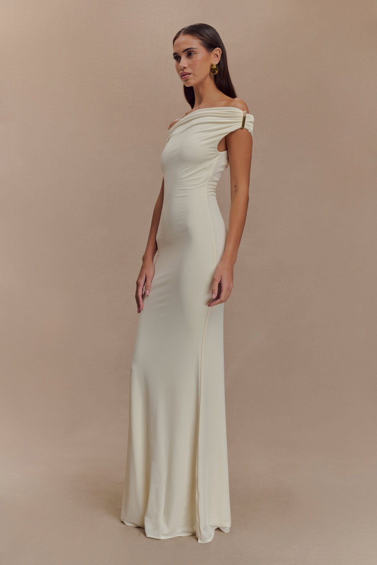 Kinsley Slinky Maxi Dress With Hardware - Ivory #6