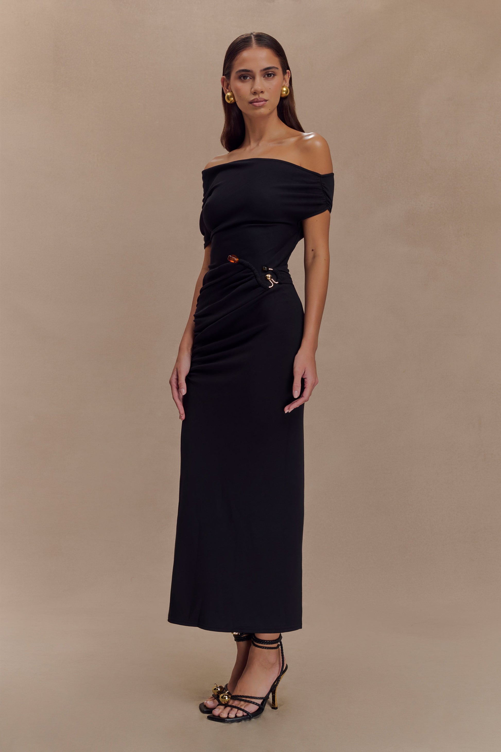 Kendra Scuba Jersey Midi Dress With Hardware - Black #3