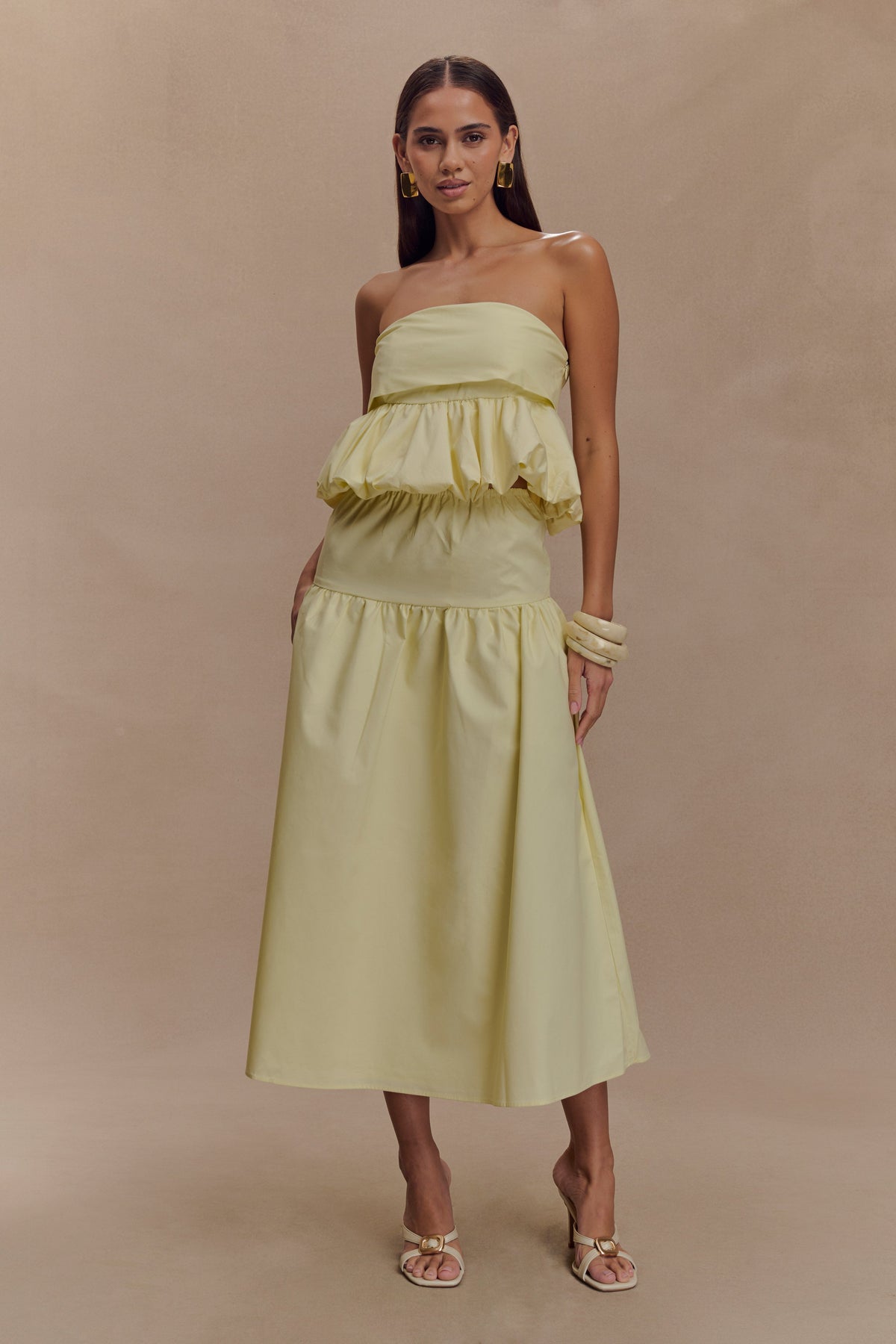 Amirah Strapless Bubble Crop Top - Lemon #6