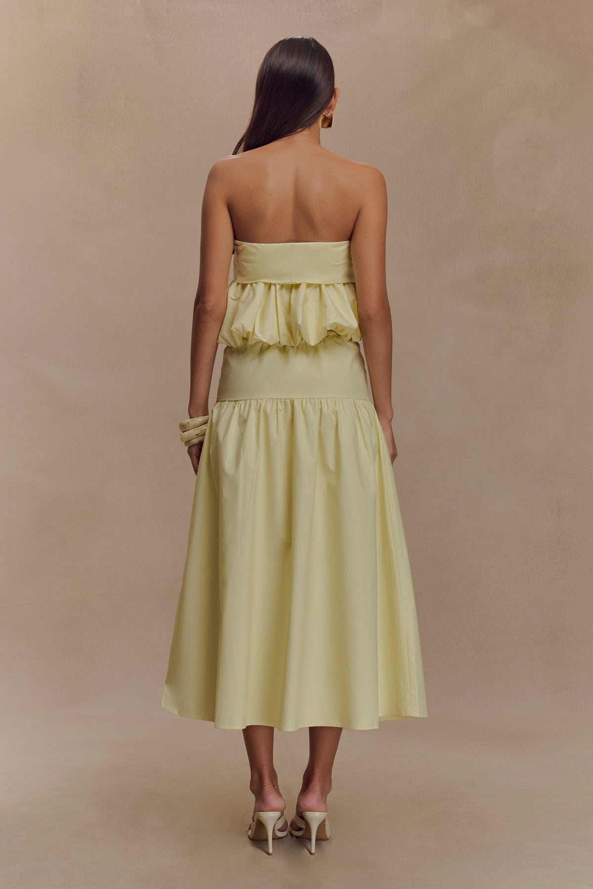 Amirah Strapless Bubble Crop Top - Lemon