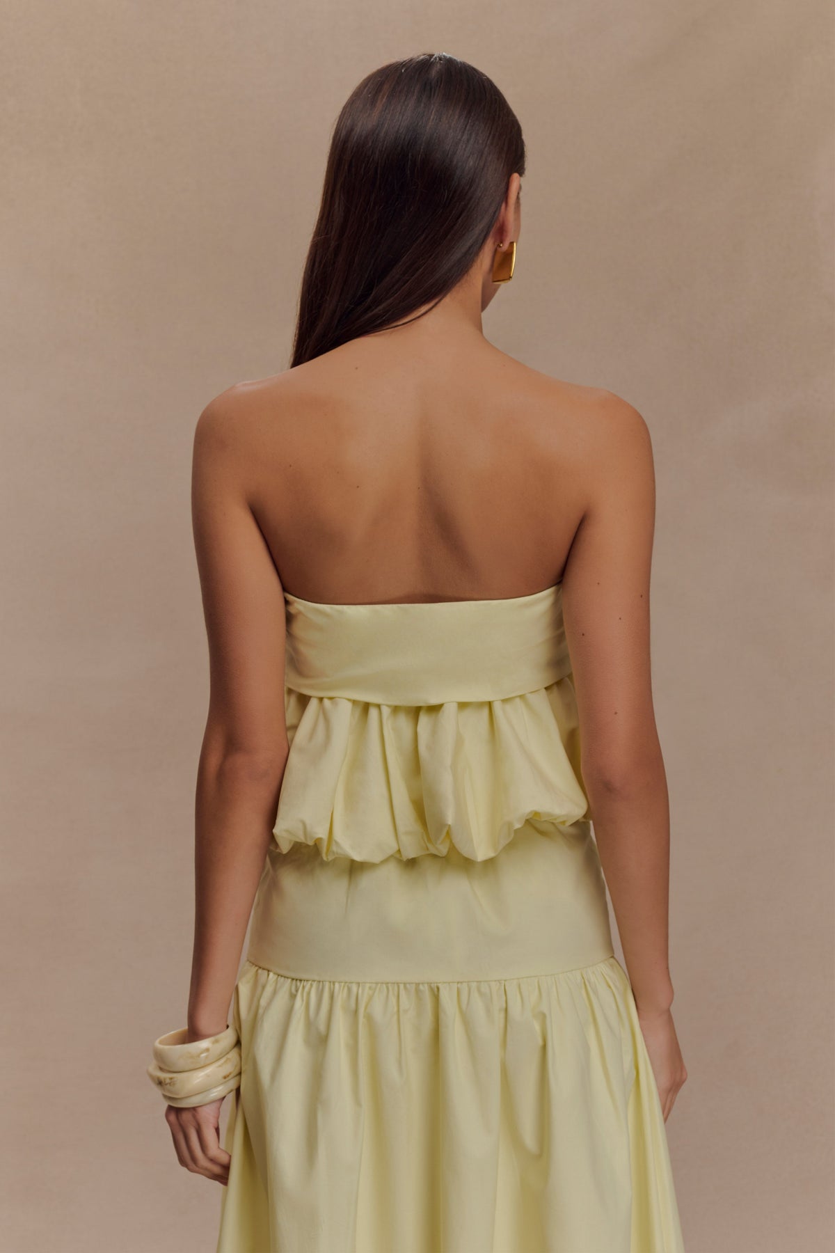 Amirah Strapless Bubble Crop Top - Lemon #2