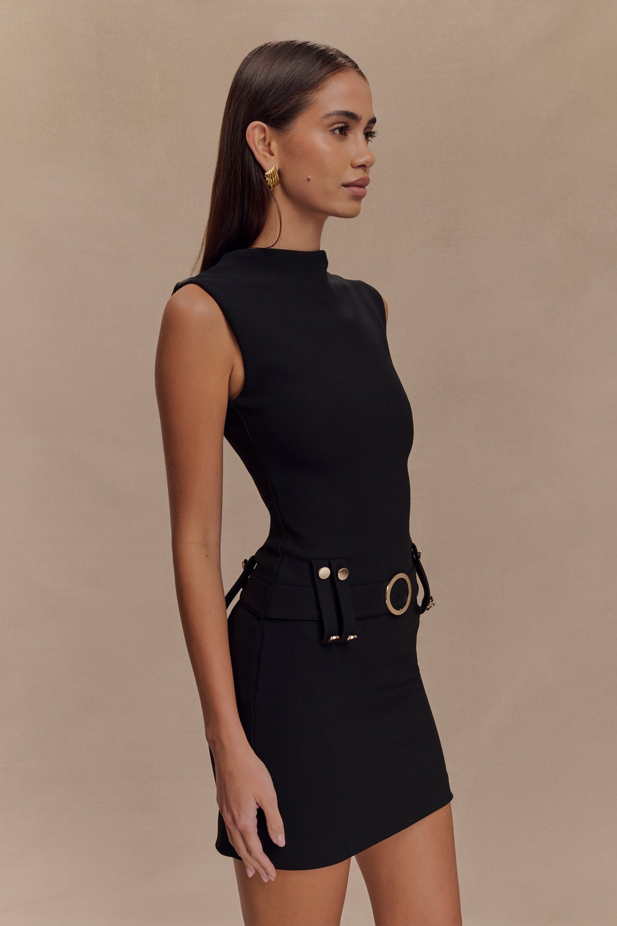 Scheana Stretch Crepe Mini Dress - Black #7