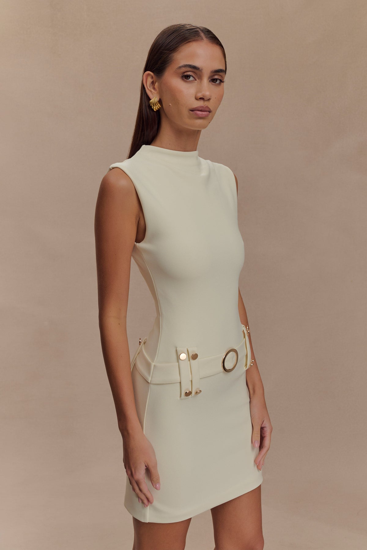 Scheana Stretch Crepe Mini Dress - Ivory #6