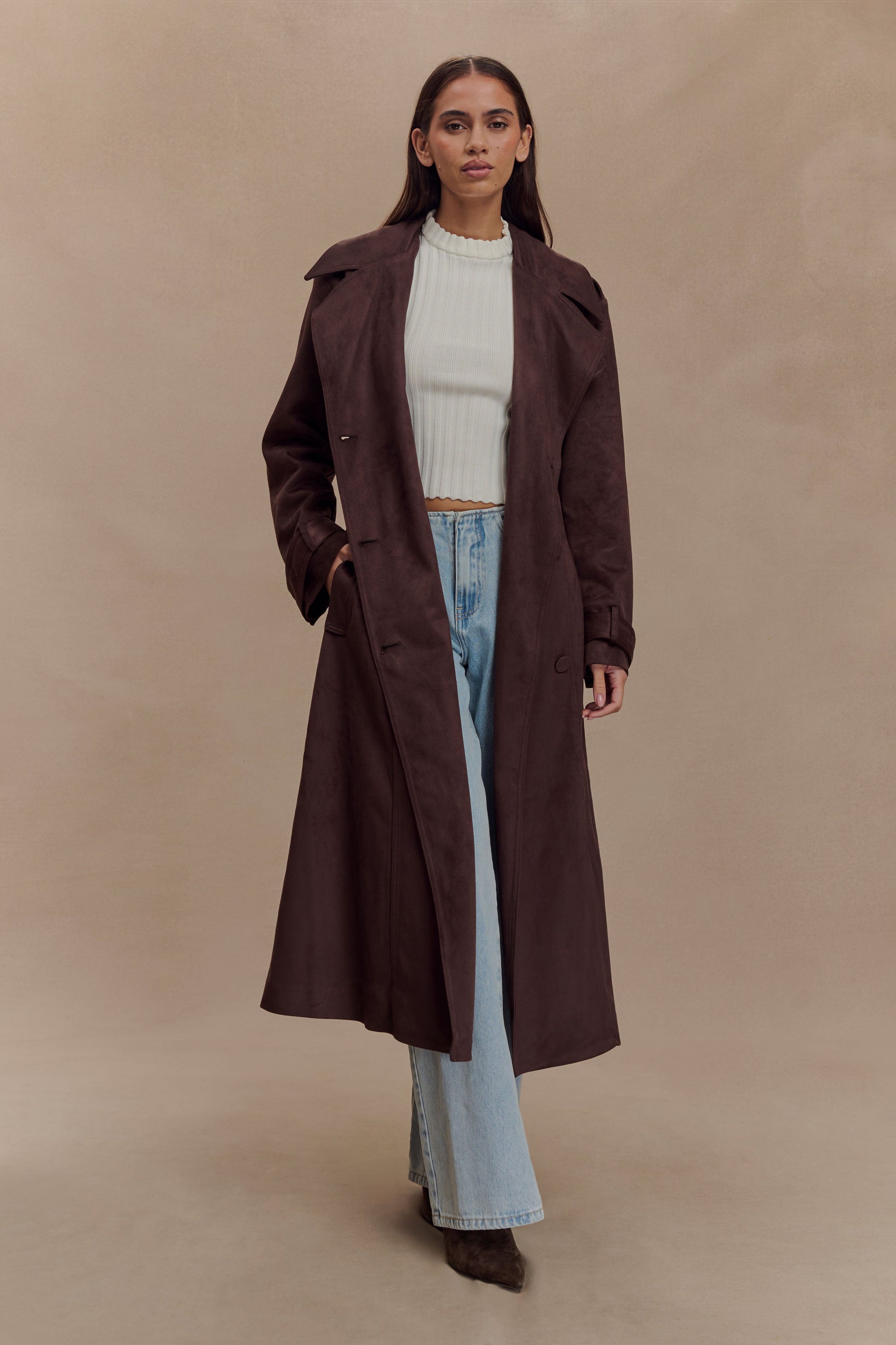 Marc Faux Suede Coat - Cocoa Chocolate #2
