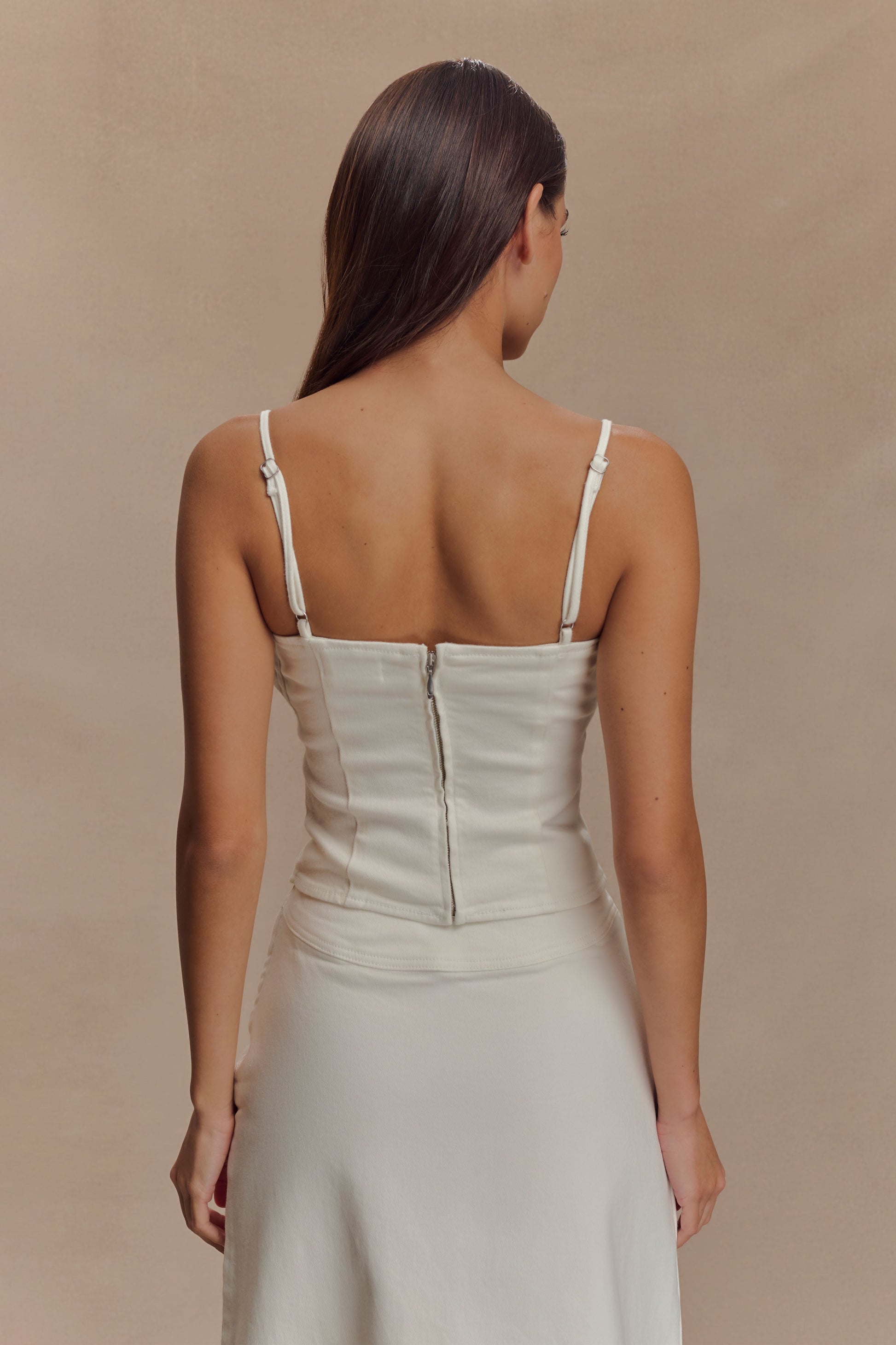 Cecilia Denim Frill Corset - White #2