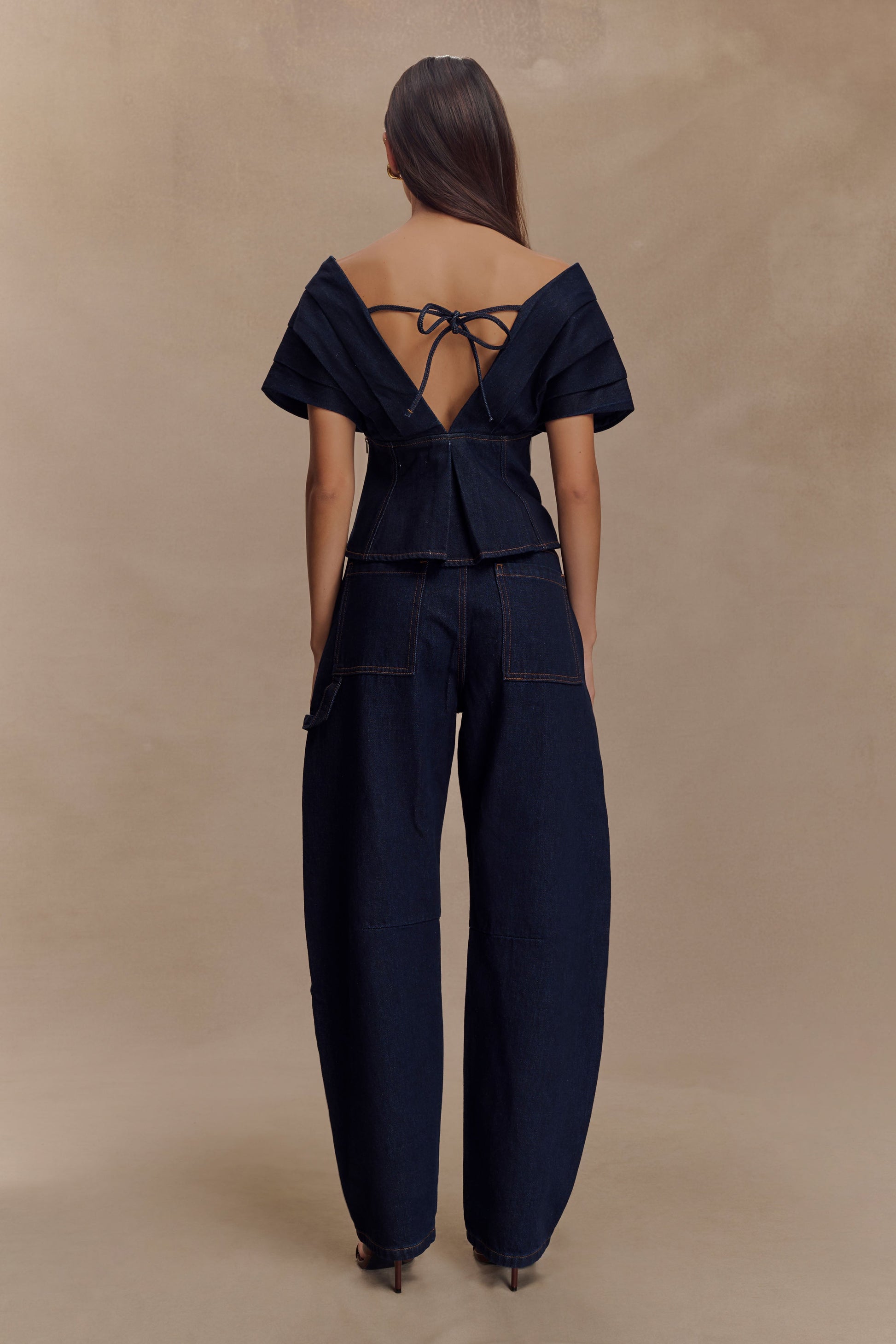 Rayne Off Shoulder Denim Top - Indigo Blue #5