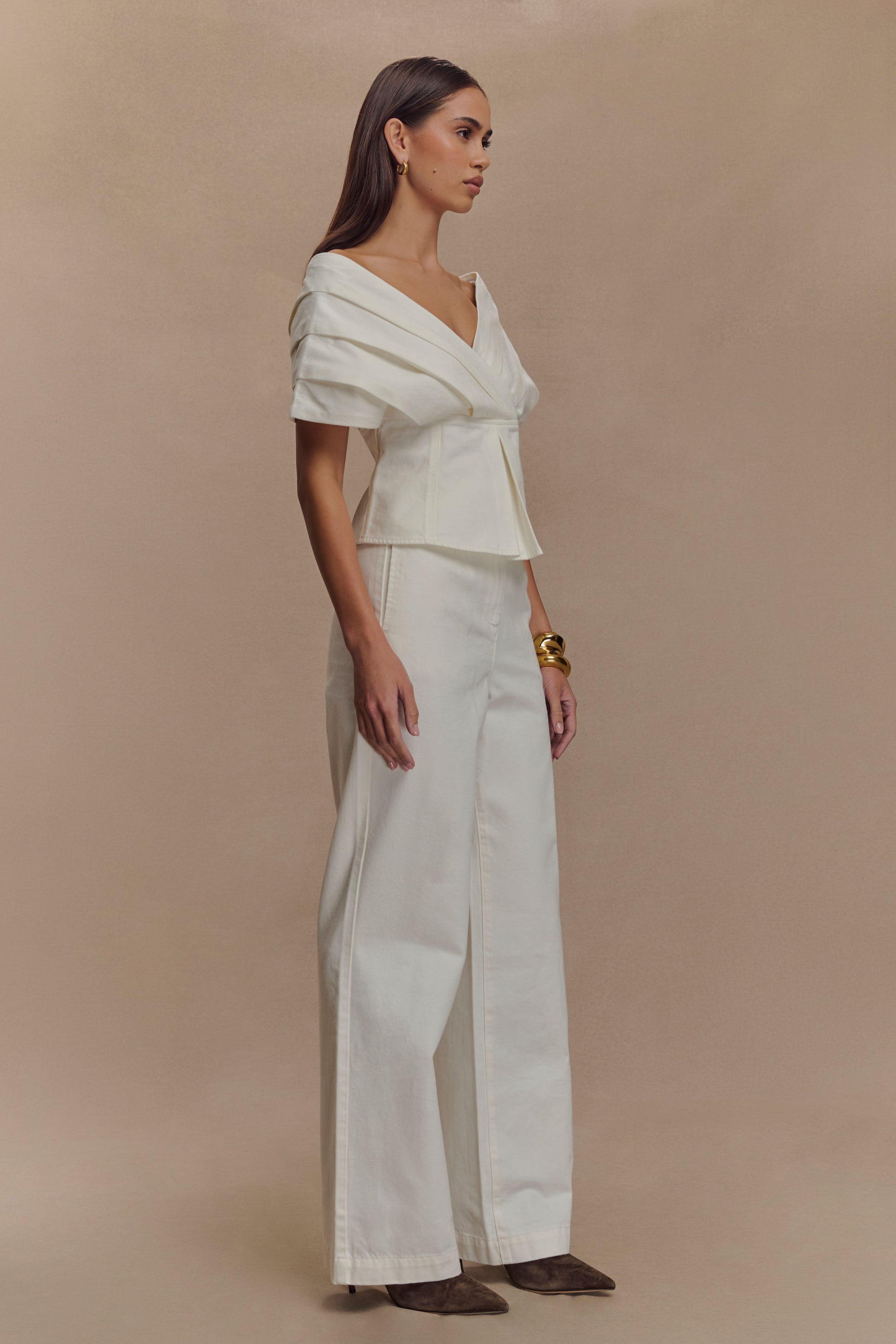 Rayne Off Shoulder Denim Top - White #4